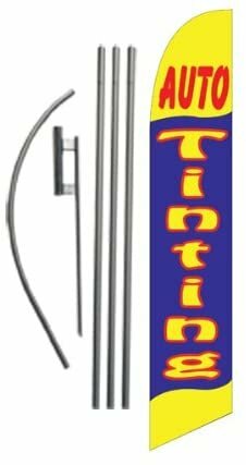Auto Tinting (yellow/blue) 15ft Feather Banner Swooper Flag Kit – INCLUDES…