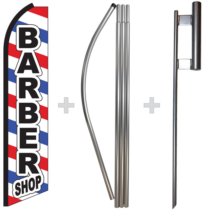 Barber Shop 15′ Tall Swooper Flag & Pole Kit Feather Super Banner