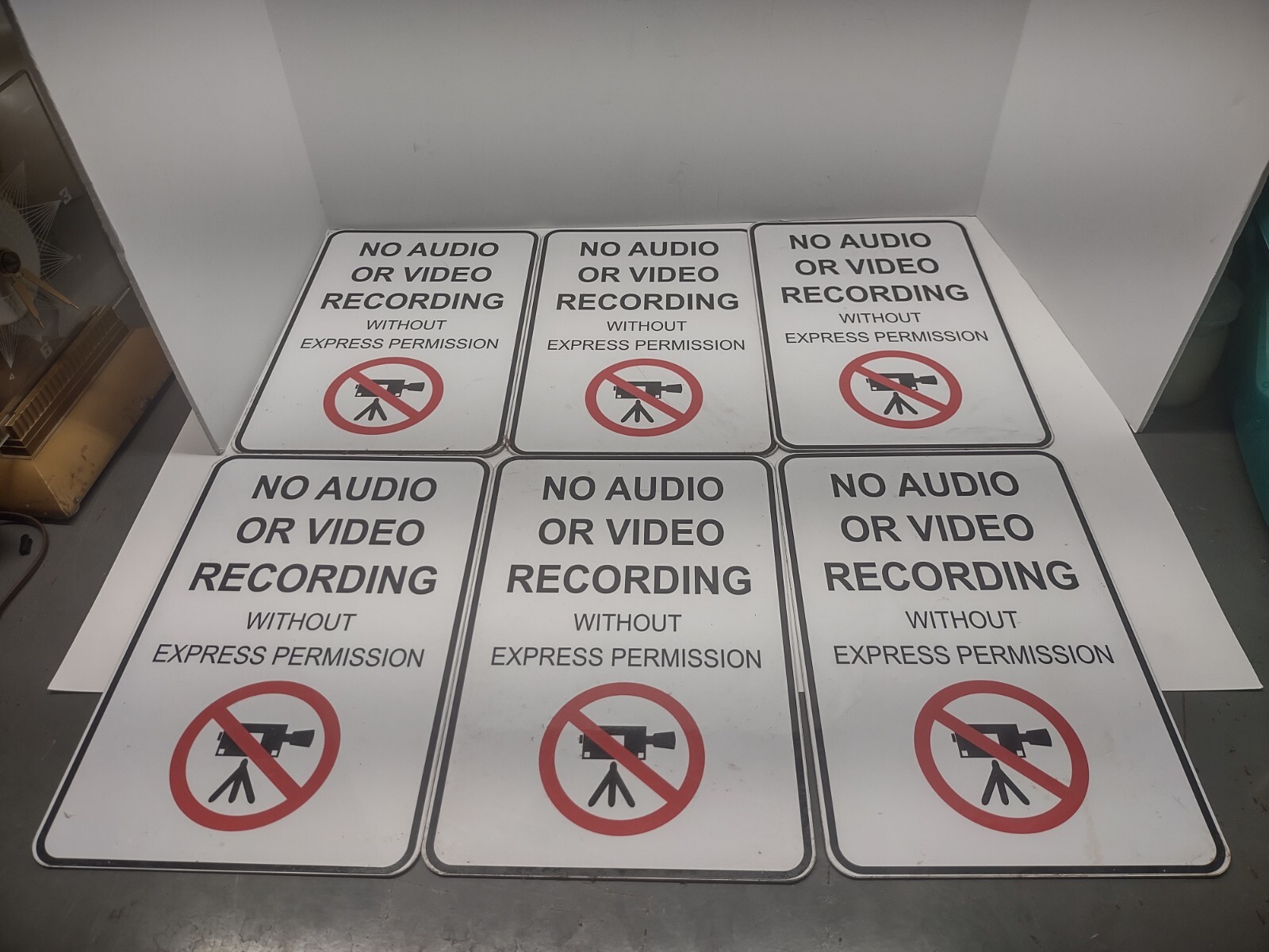 6 NO AUDIO OR VIDEO RECORDING WITHOUT EXPRESS HEAVY DUTY ALUMINUM SIGNS 12″x8″