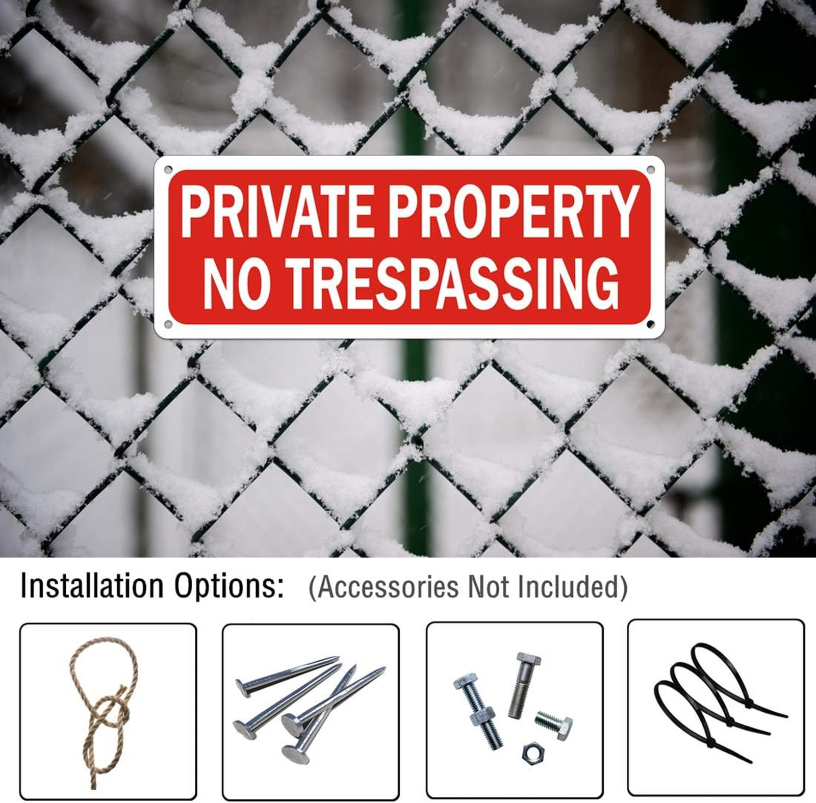 No Trespassing Signs Metal Yard Sign Reflective Aluminum Security Warning 10×3.5