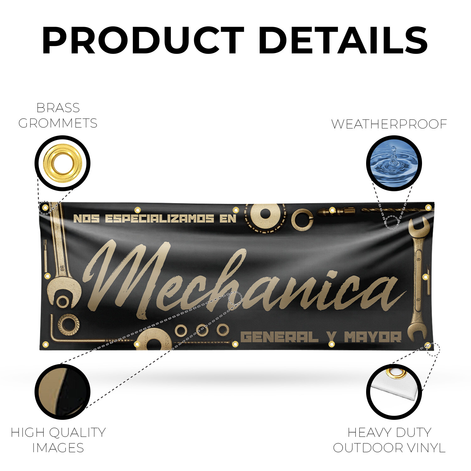 Nos Especializamos en Mechanica General y Mayor Vinyl Banner Sign Metal Grommets