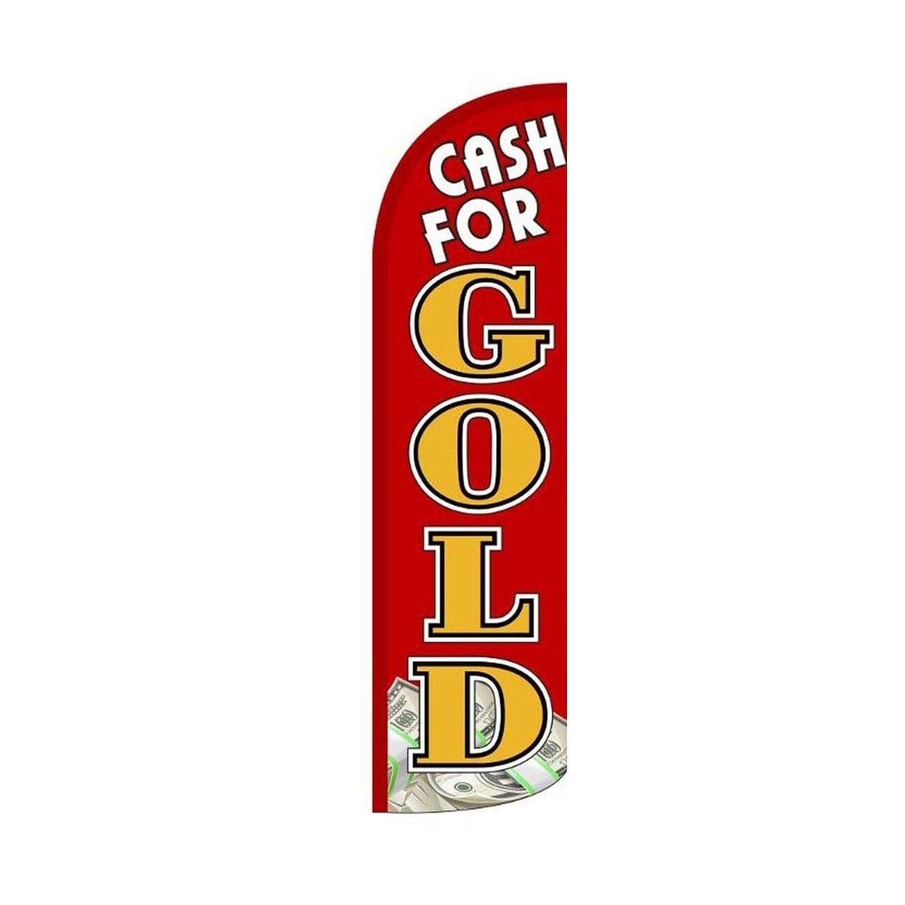 Cash For Gold Swooper Flutter Windless Feather Flag | 3ft W x 11.5ft Tall