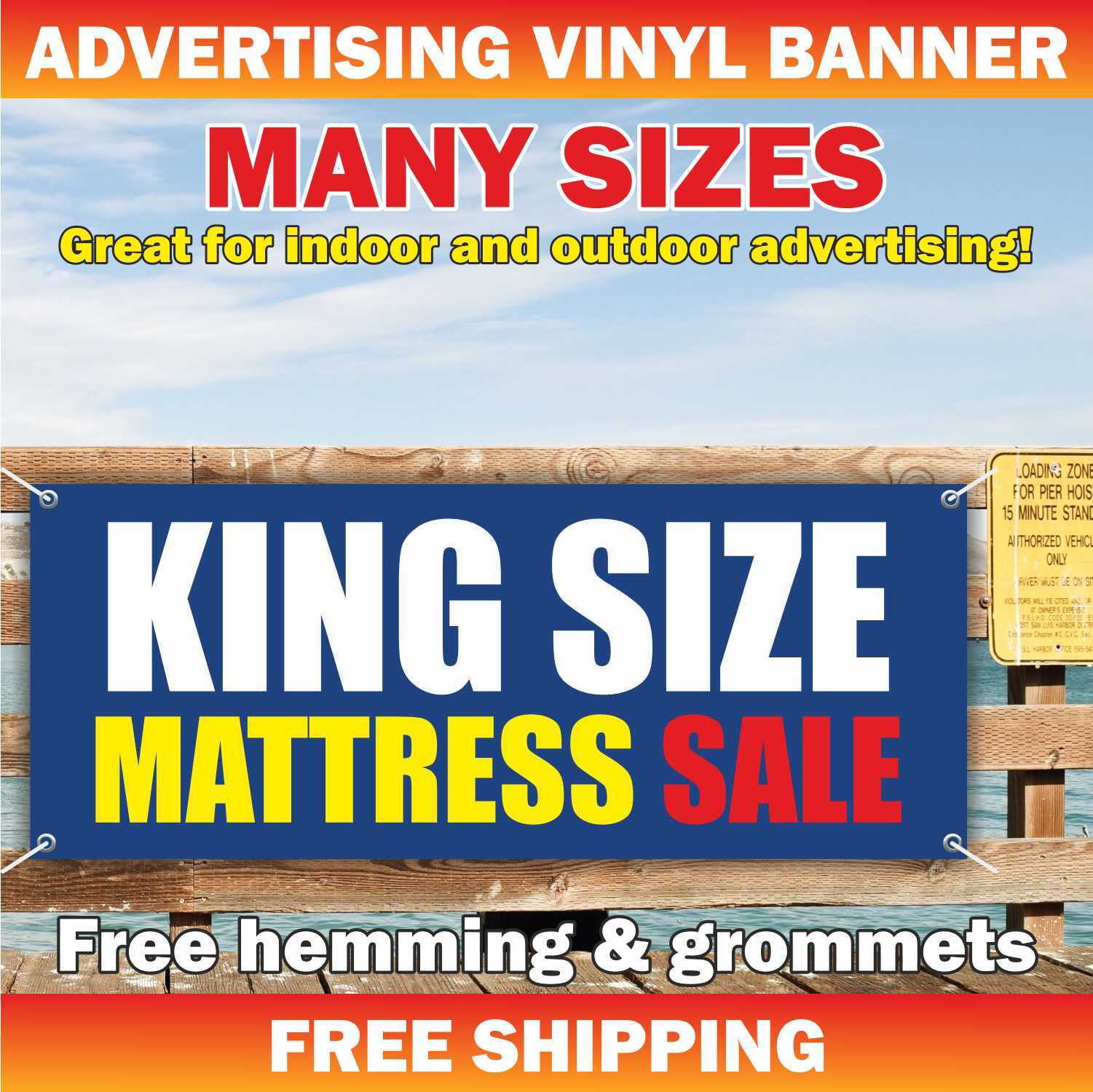 MATTRESS SALE KING SIZE Advertising Banner Vinyl Mesh Sign DISCOUNT FURNITURE