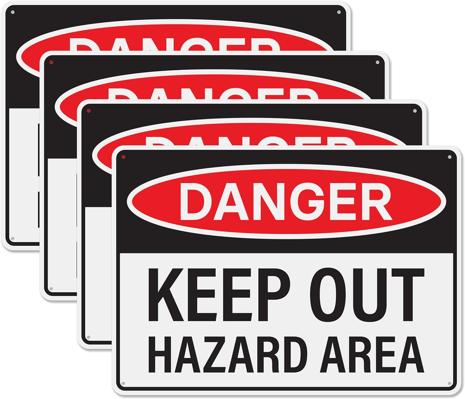 4pcs Danger Keep Out Hazard Area Sign 14×10 inch | Plastic Sign for Construct…