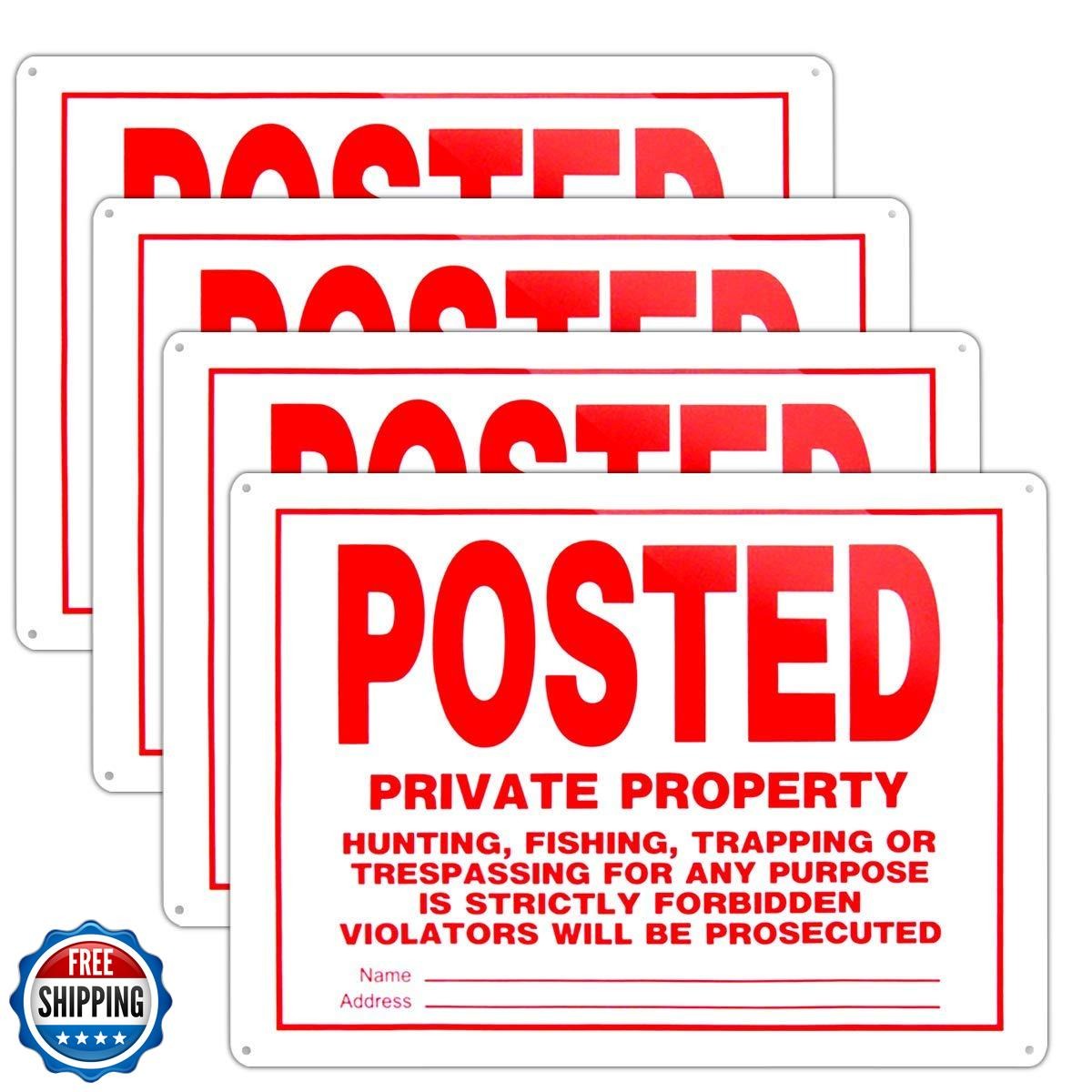 Posted No Trespassing Signs Private Property Mate No Hunting Sign 10×14 Inch