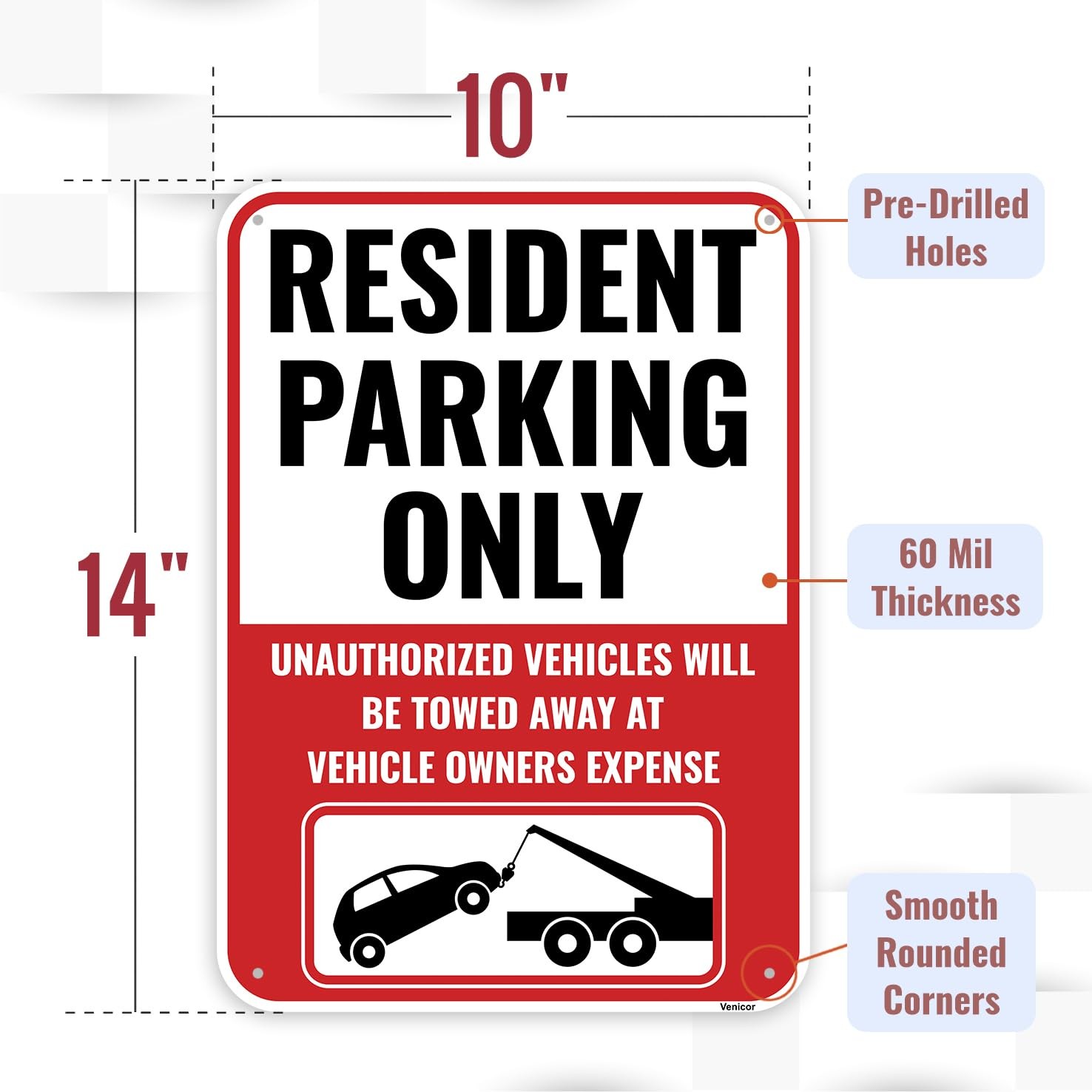 1 PCS Resident Parking Only Sign Private Tenant Aluminum Metal 14×10 In