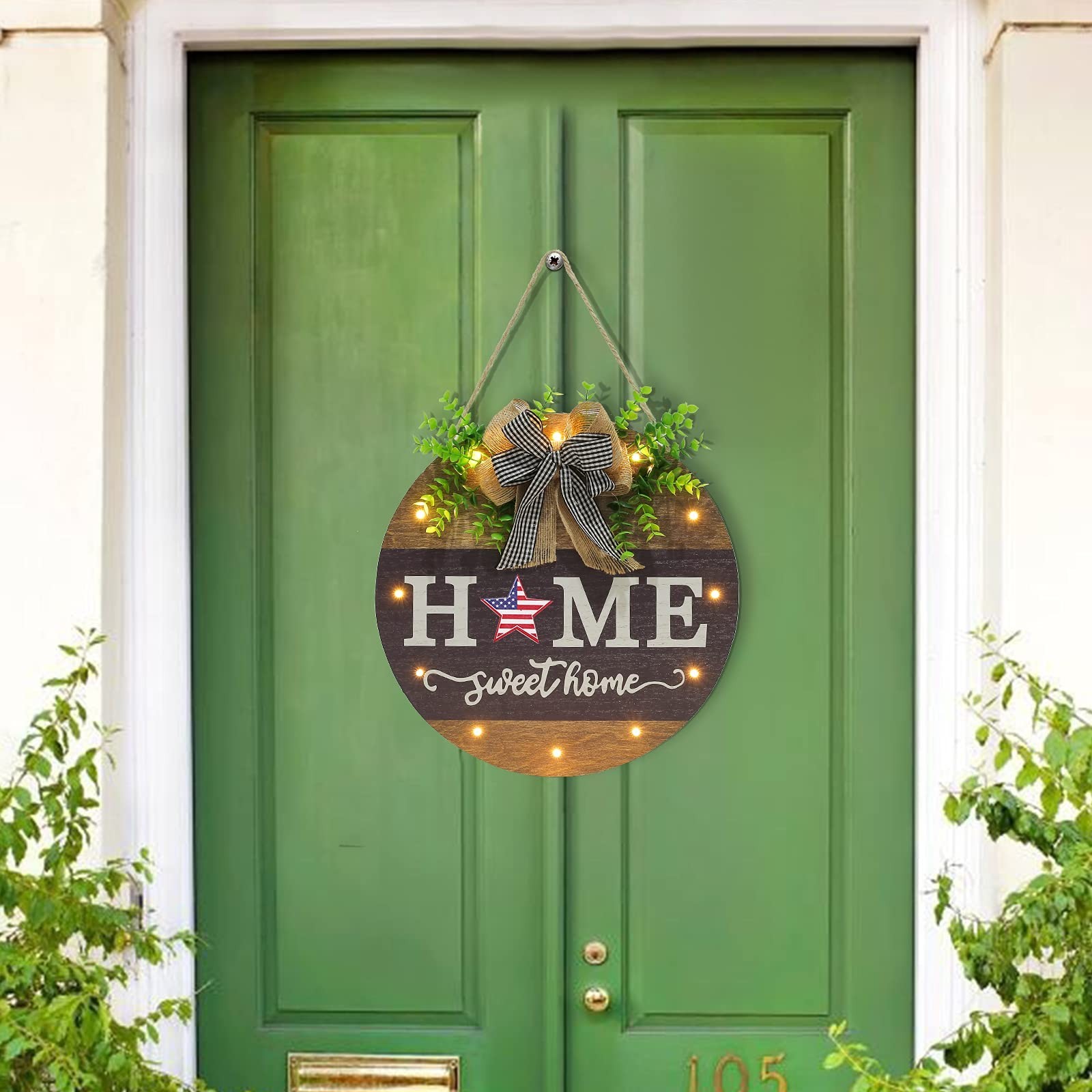Interchangeable Welcome Sign for Front Door with 14 Changeable Icons, Farmhou…