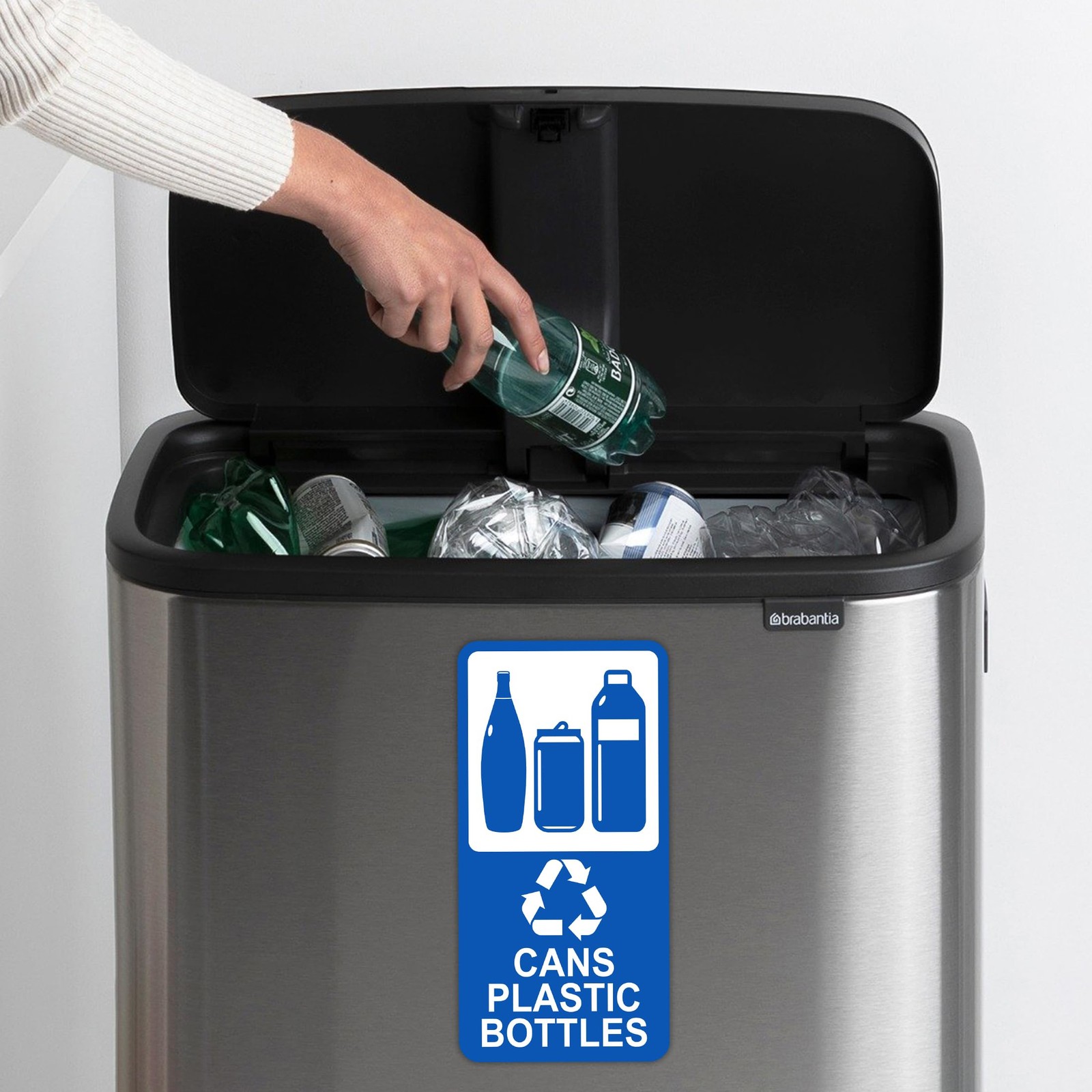 2PCS Recycle Sign for Trash Can，Self-Adhesive Waterproof Fade-Resistant Recyc…