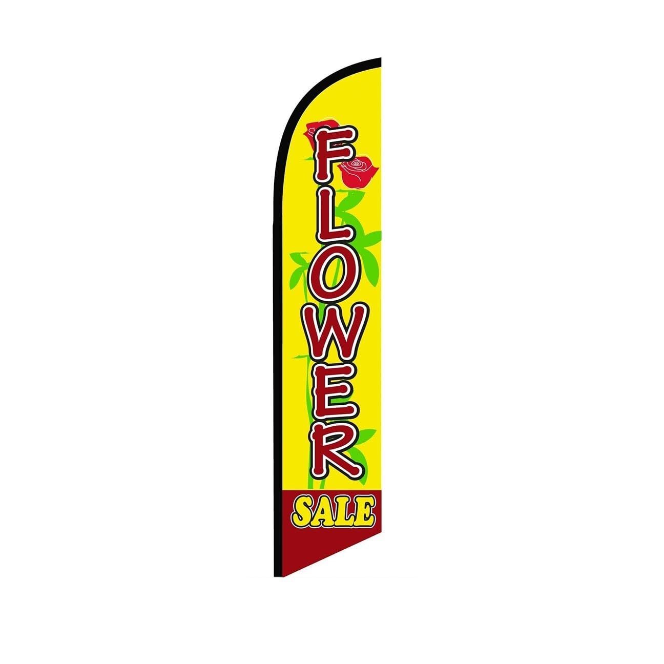 Flower Sale Yellow Swooper Flutter Feather Flag | 3ft W x 11.5ft Tall