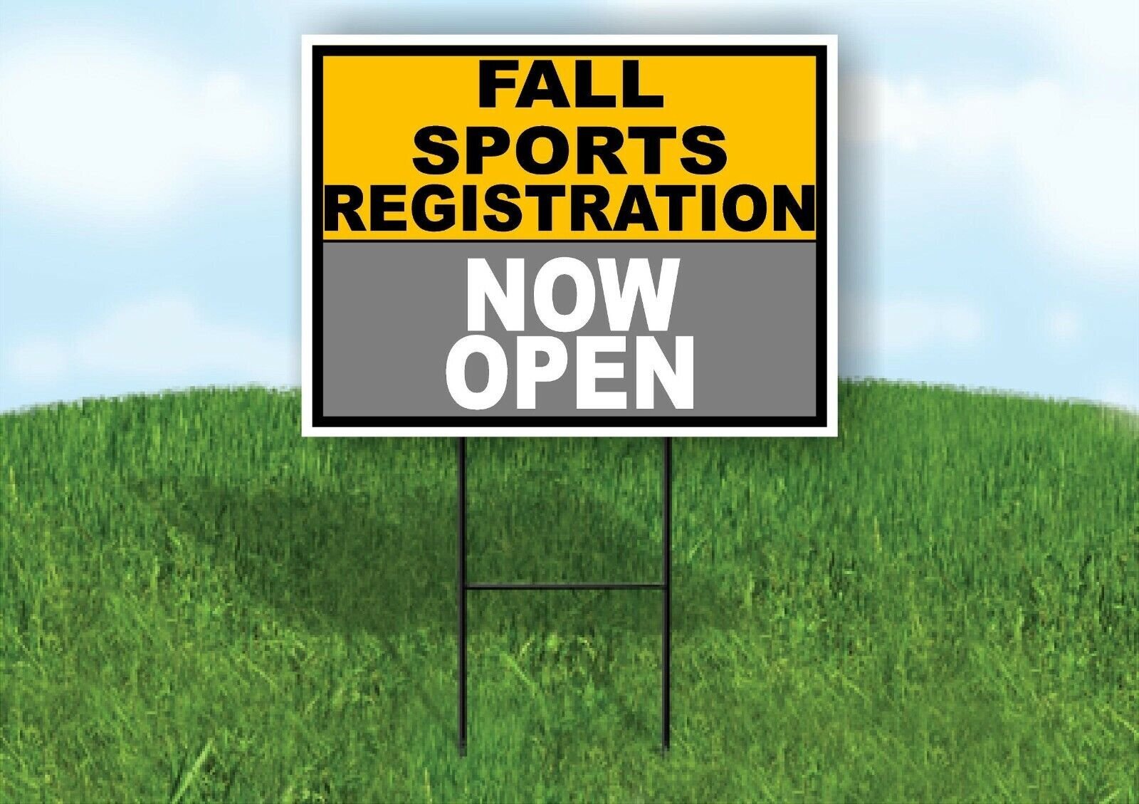 SPORTS REGISTRATION GOLD SILVER FALL Yard Sign with Stand LAWN SIGN