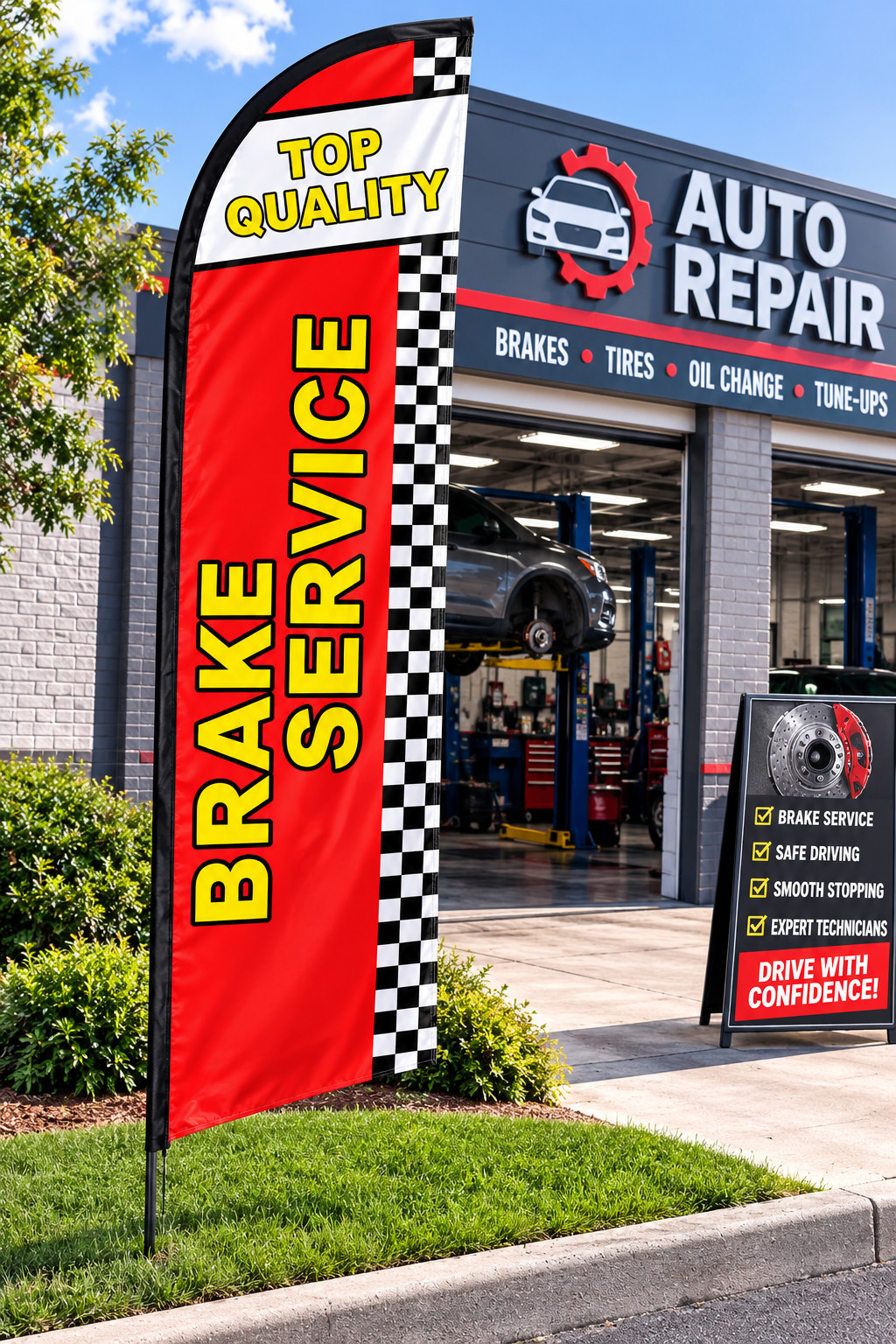 Top Quality Brake Service Feather Flag 12ft x 2.5ft Auto Shop Banner No Pole New