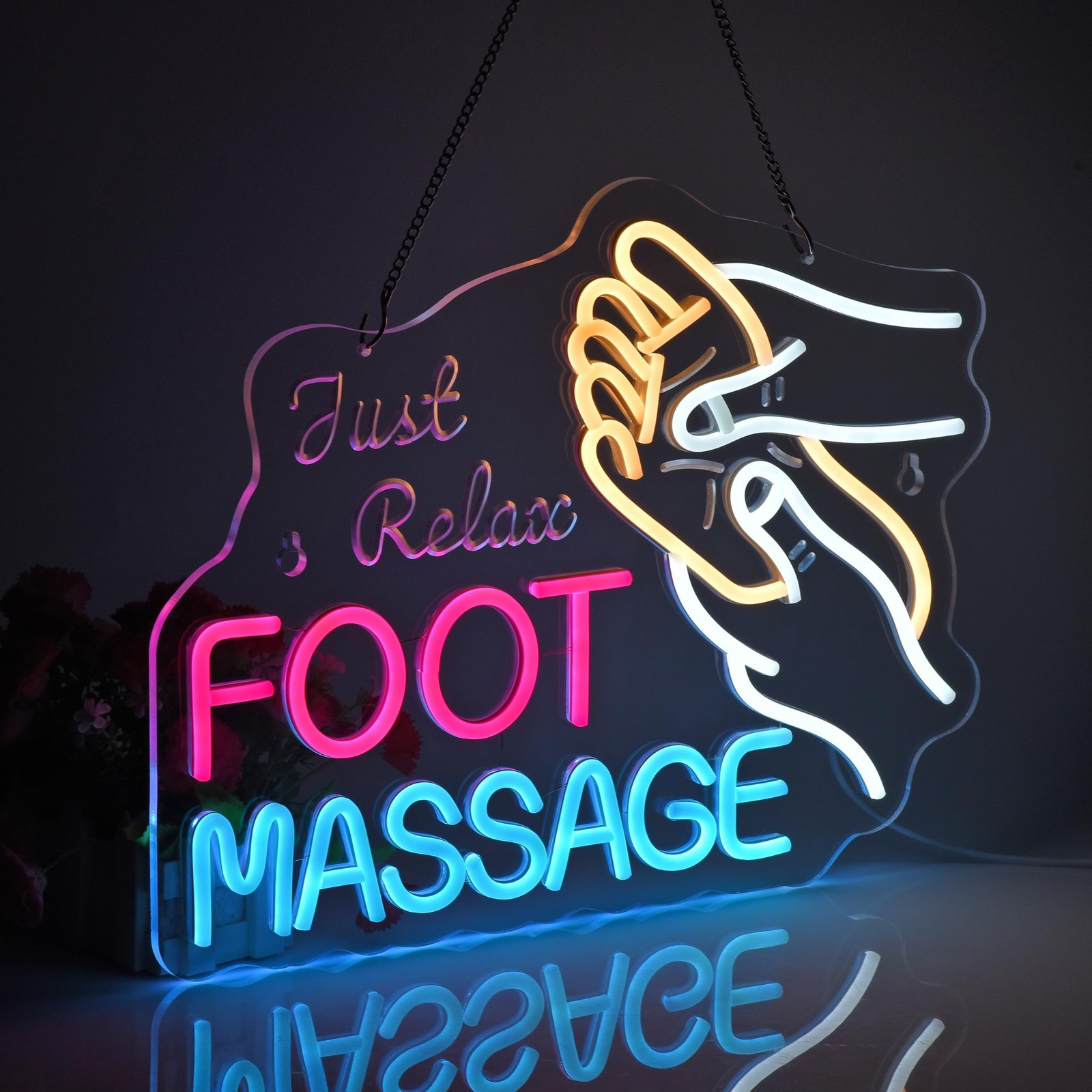 Foot Massage Neon Sign, Neon Lights Hanging Wall Art Decoration for Foot Rela…