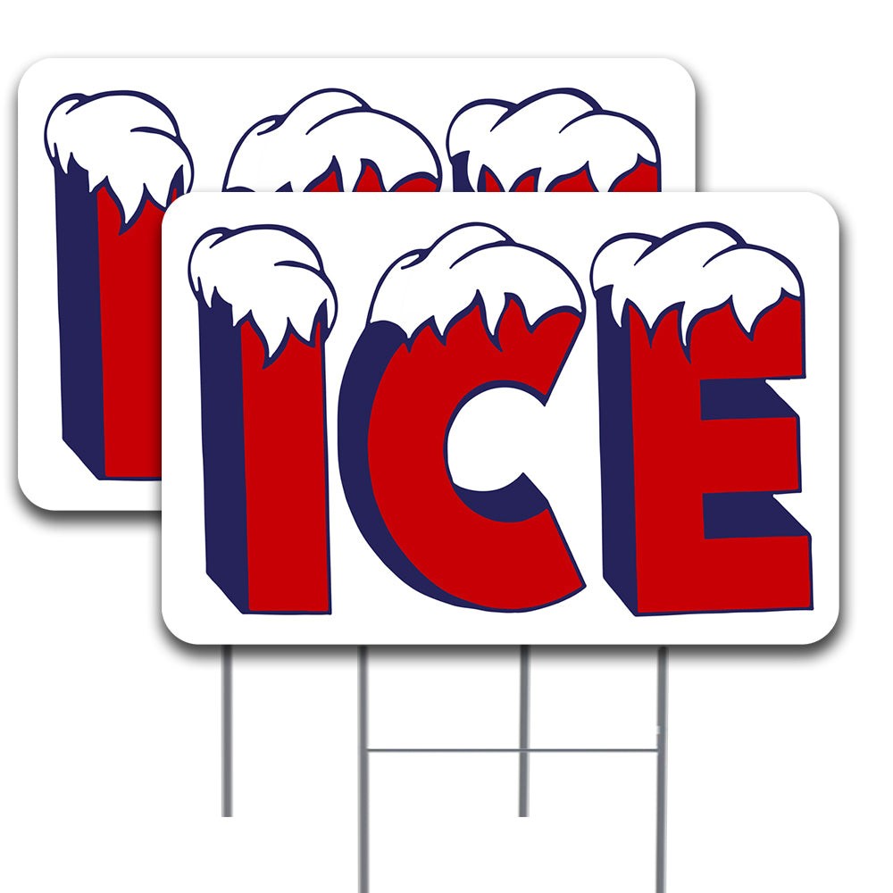 2 Pack ICE Yard Sign 16″ x 24″ – Double-Sided Print, with Metal Stakes 841098144