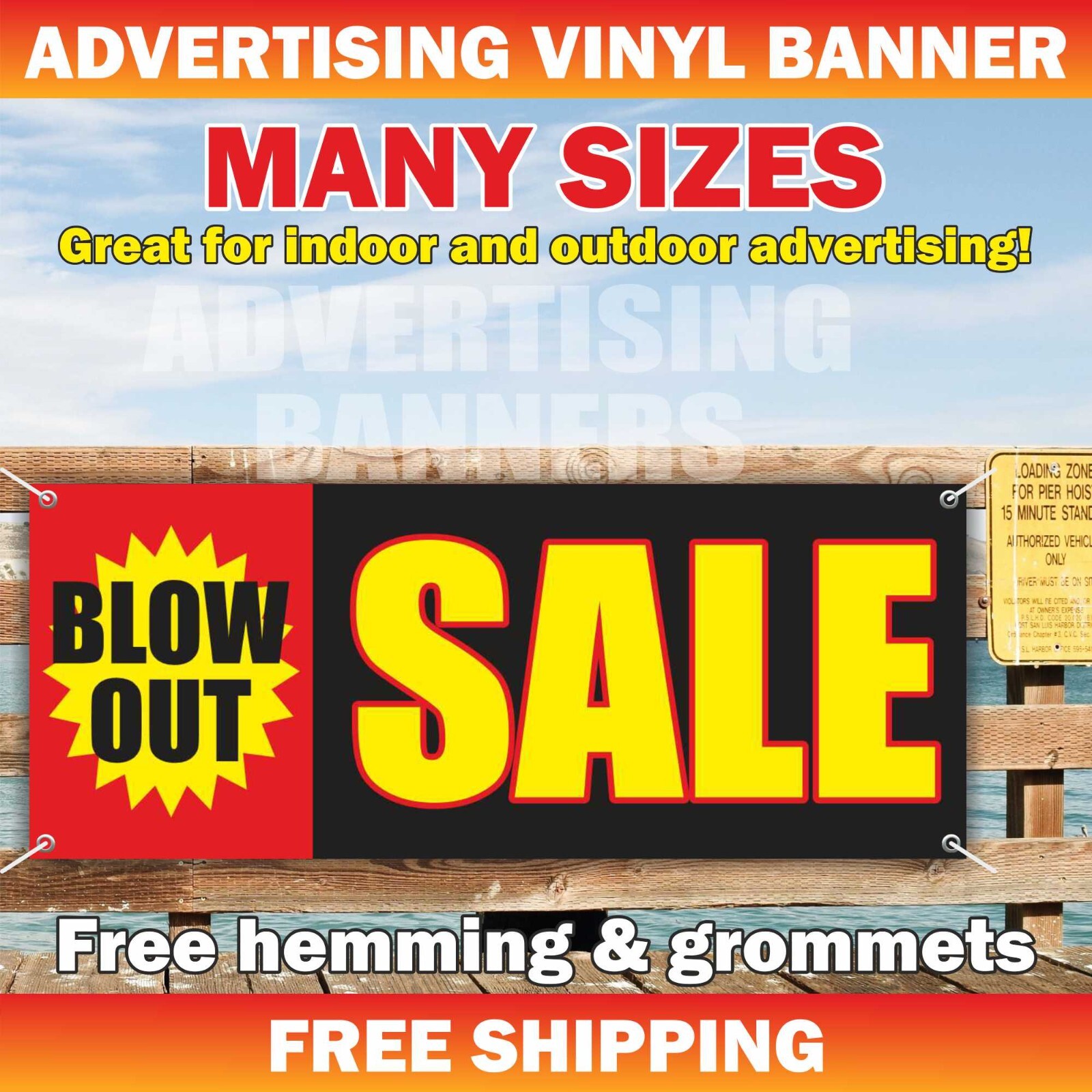 BLOW OUT SALE Advertising Banner Vinyl Mesh Sign clearance discount retail store