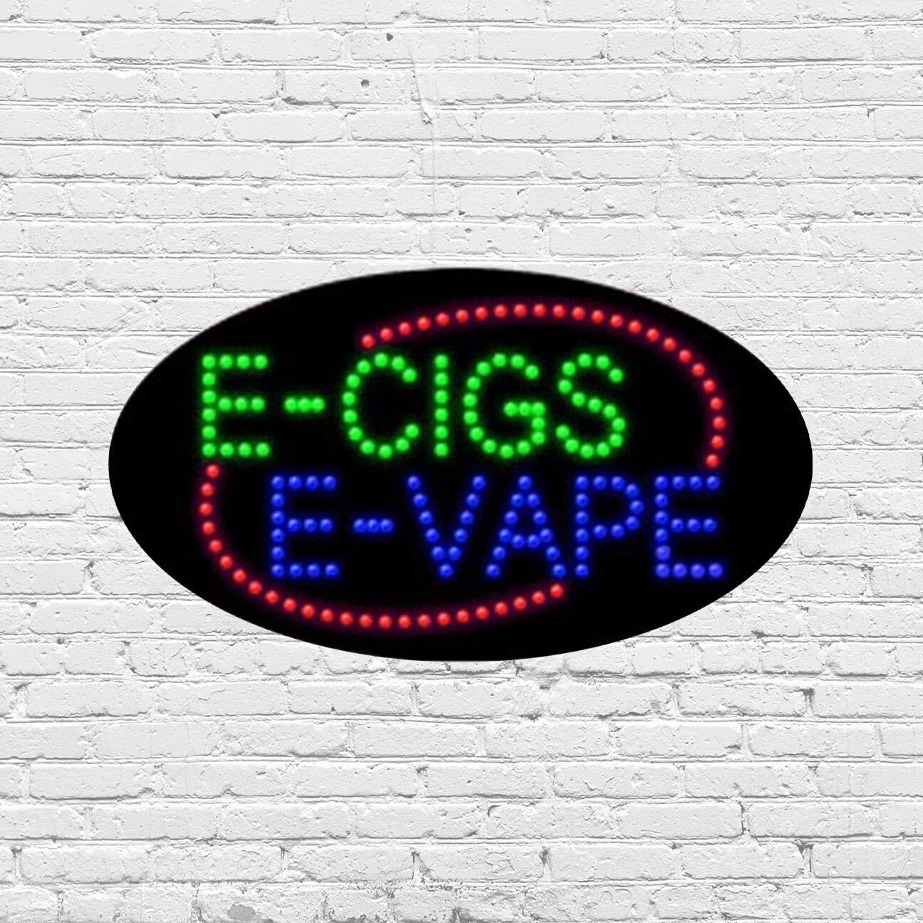 LED E-Cigs E-Vape Sign for Retail Displays | Light Up Sign | 15″H x 27″W x 2″D