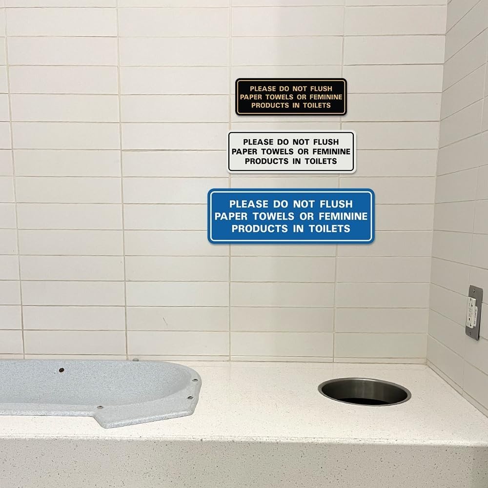 Standard Please Do Not Flush Paper Towels or Feminine Products in Toilets Doo…