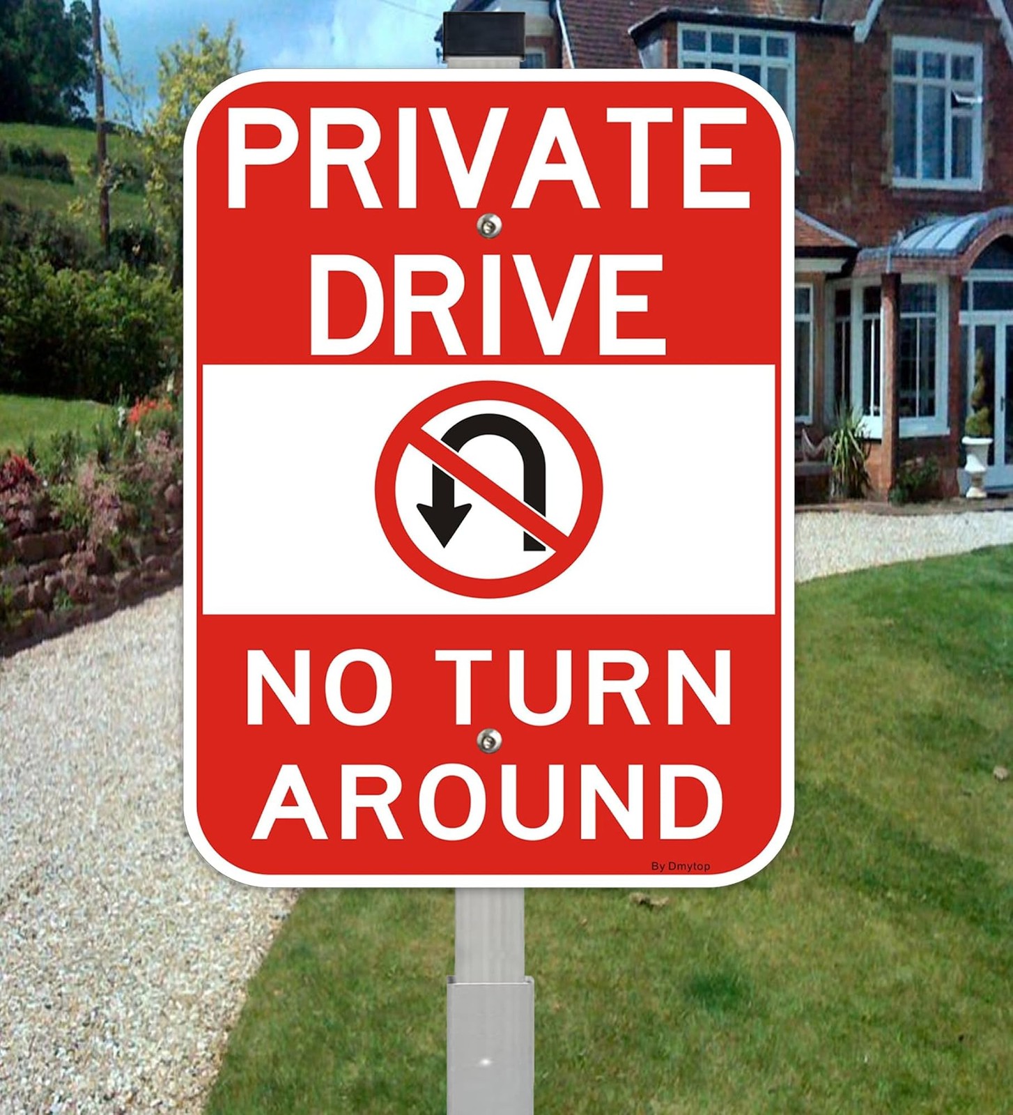 2Pack 14×10 inch Private Drive No Turn Around Sign with 36″ Stake, Aluminum |…