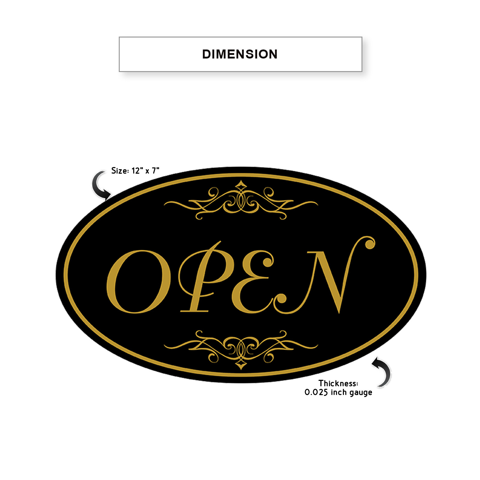 Open Written On Door Plate 12″x7″ Oval Wall Door Aluminum Sign Choice Of Colors