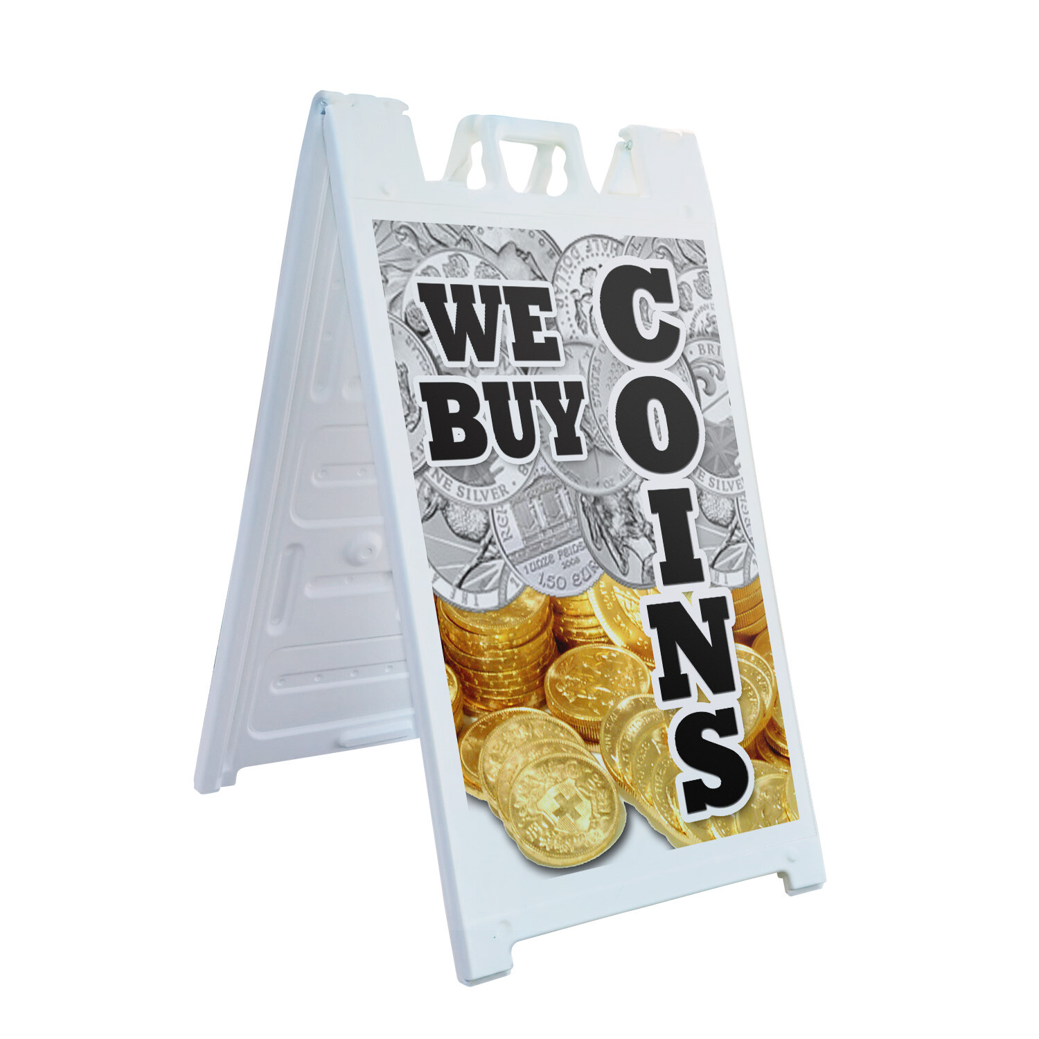 A-frame Sidewalk We Buy Coins Vertical 24″ x 36″ Double Sided A-Frame Sidewalk S