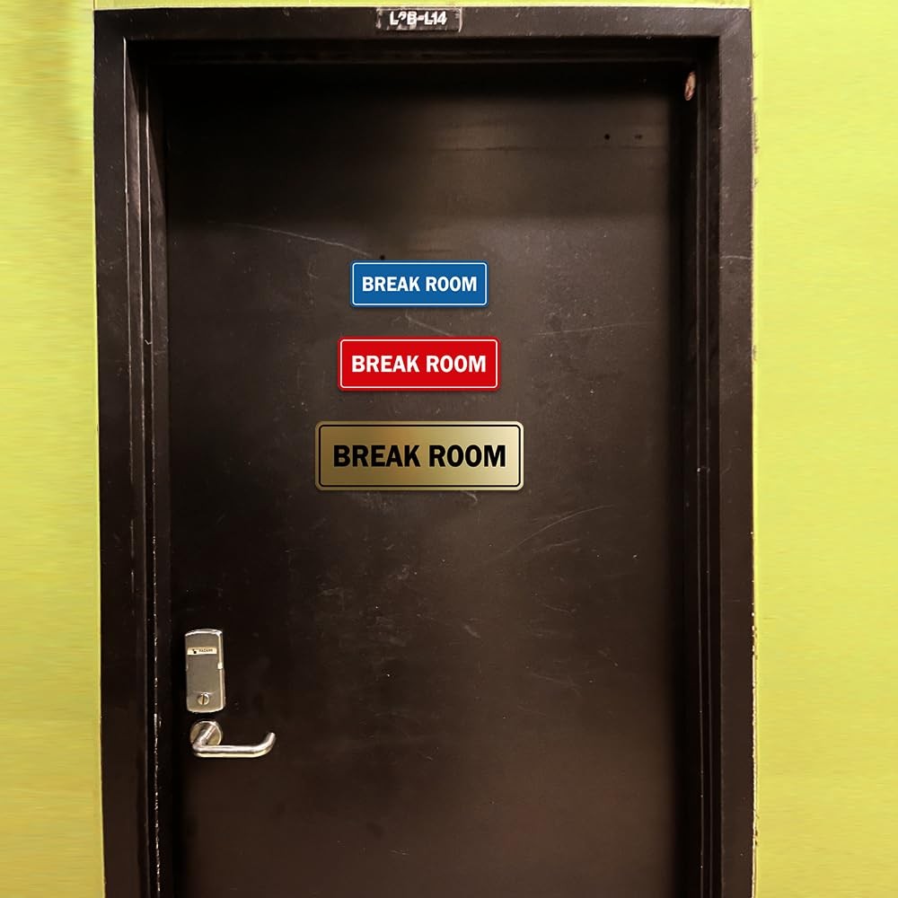 Standard Break Room Door Wall Sign Brushed Gold Large Office Decor Business