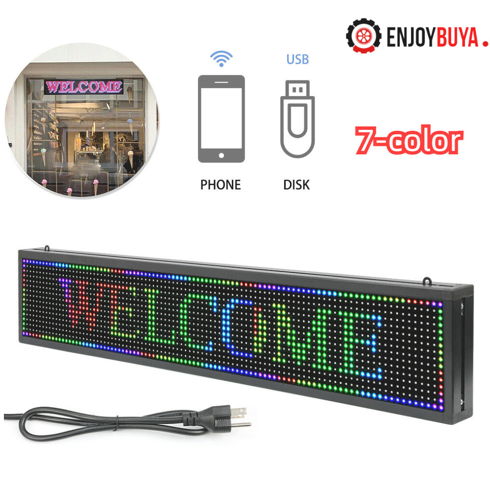 40″X8″ LED Scrolling Sign Programble Digital Advertising 7-Color Display Board