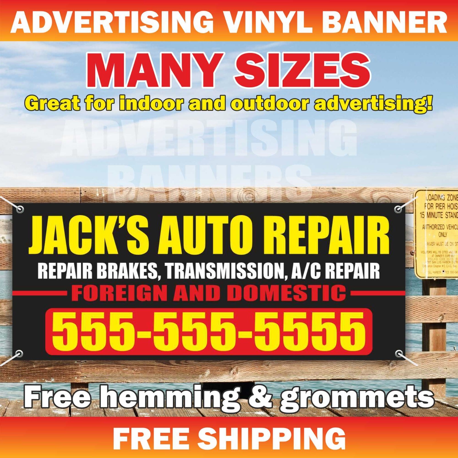 AUTO REPAIR Advertising Banner Vinyl Mesh Sign service mechanic check diagnostic