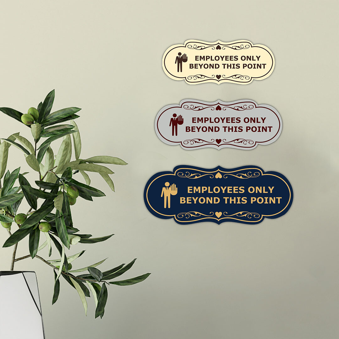 Designer Employees Only Beyond This Point (Stop) Wall or Door Sign
