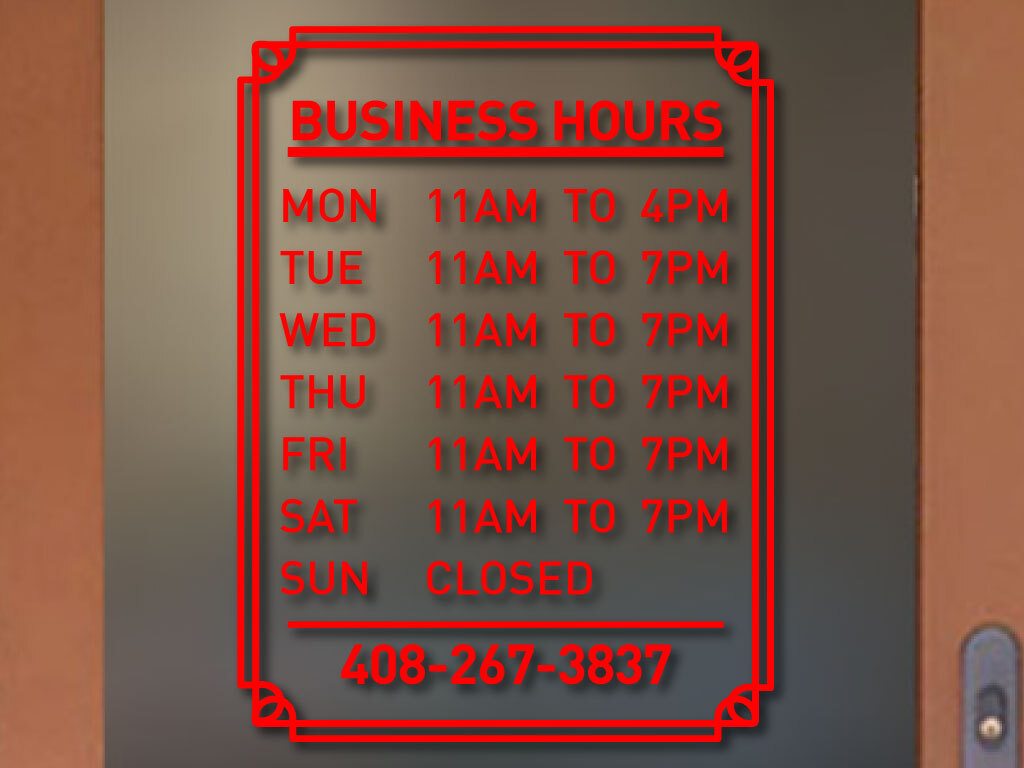 RETRO STORE BUSINESS HOURS COLORS and Sizes PERSONALIZED Sign Store Decal