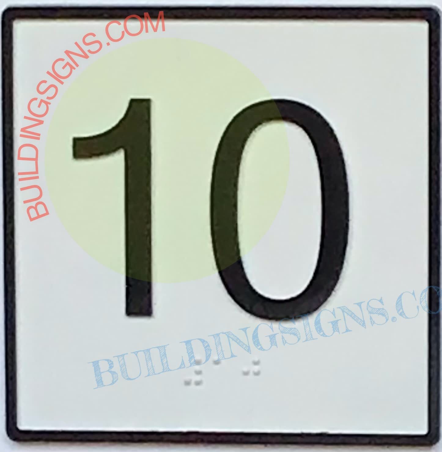Elevator Floor Number 10 Sign- Elevator JAMB Plate Floor 10 Sign