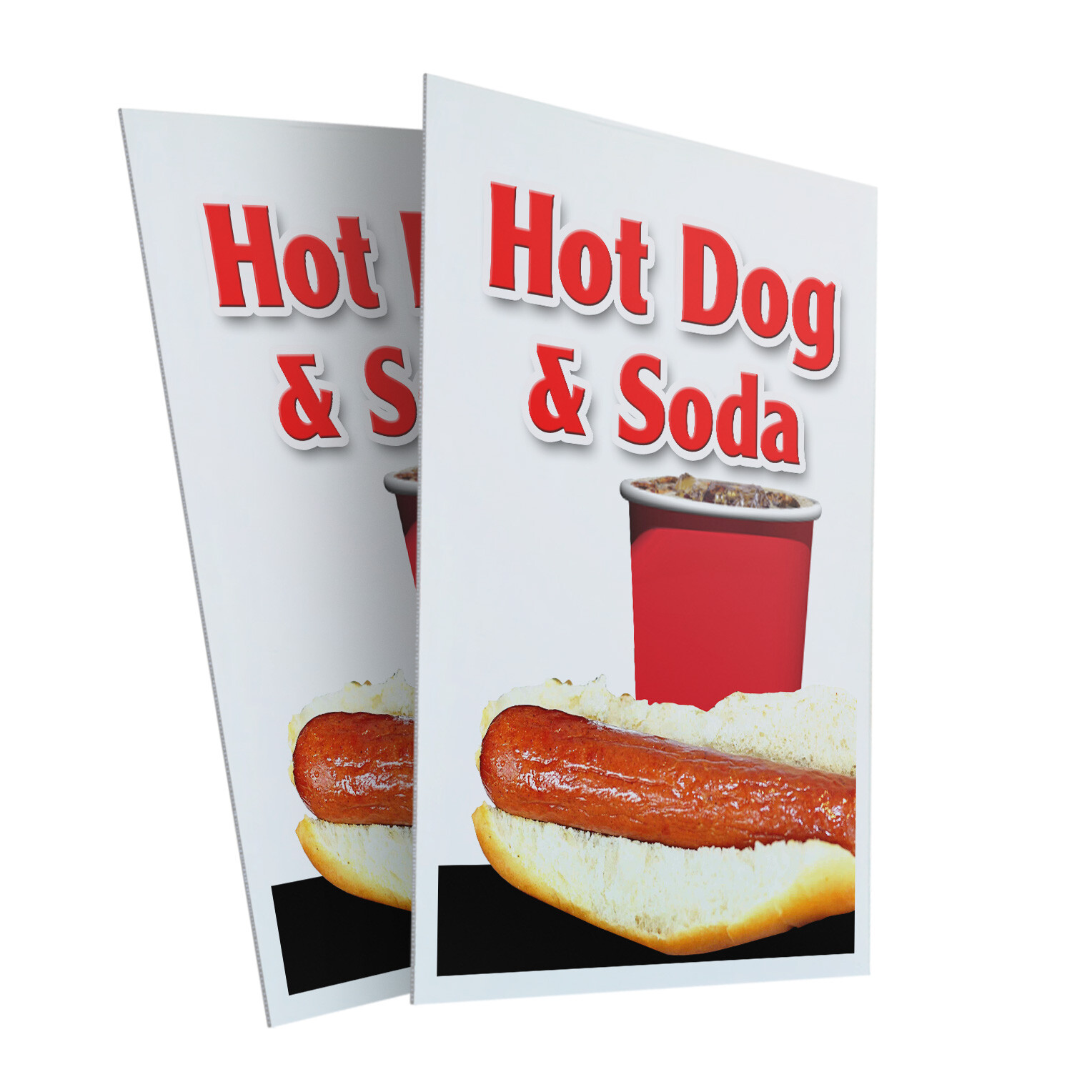 Hot Dog & Soda 24″ x 36″ 2 Pack Of Store Sign Plastic Or Decal
