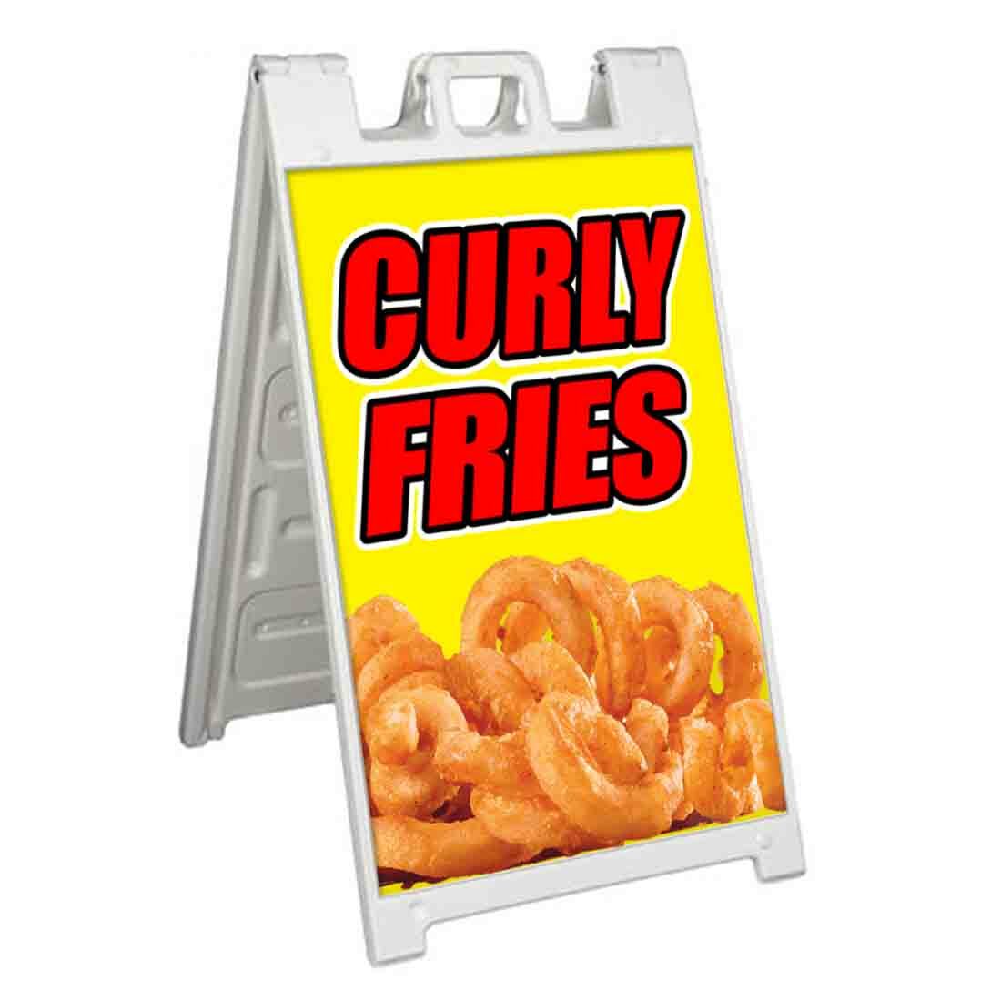 CURLY FRIES Signicade 24×36 AFrame Plastic Sidewalk Sign CARNIVAL FAIR FOOD