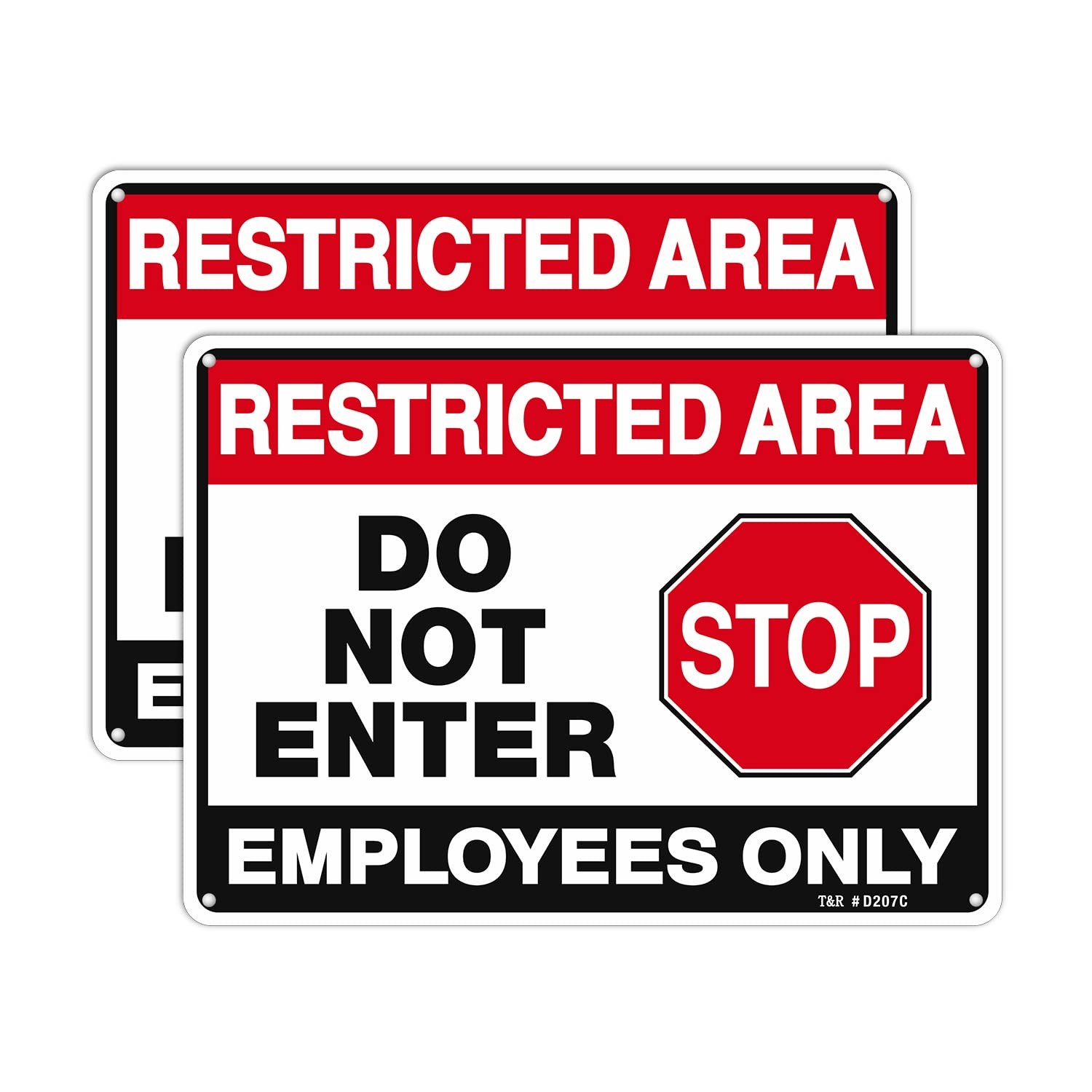 Restricted Area Do Not Enter, Employees Only Sign – 2 Pack – 10 x 7 Inches Ru…