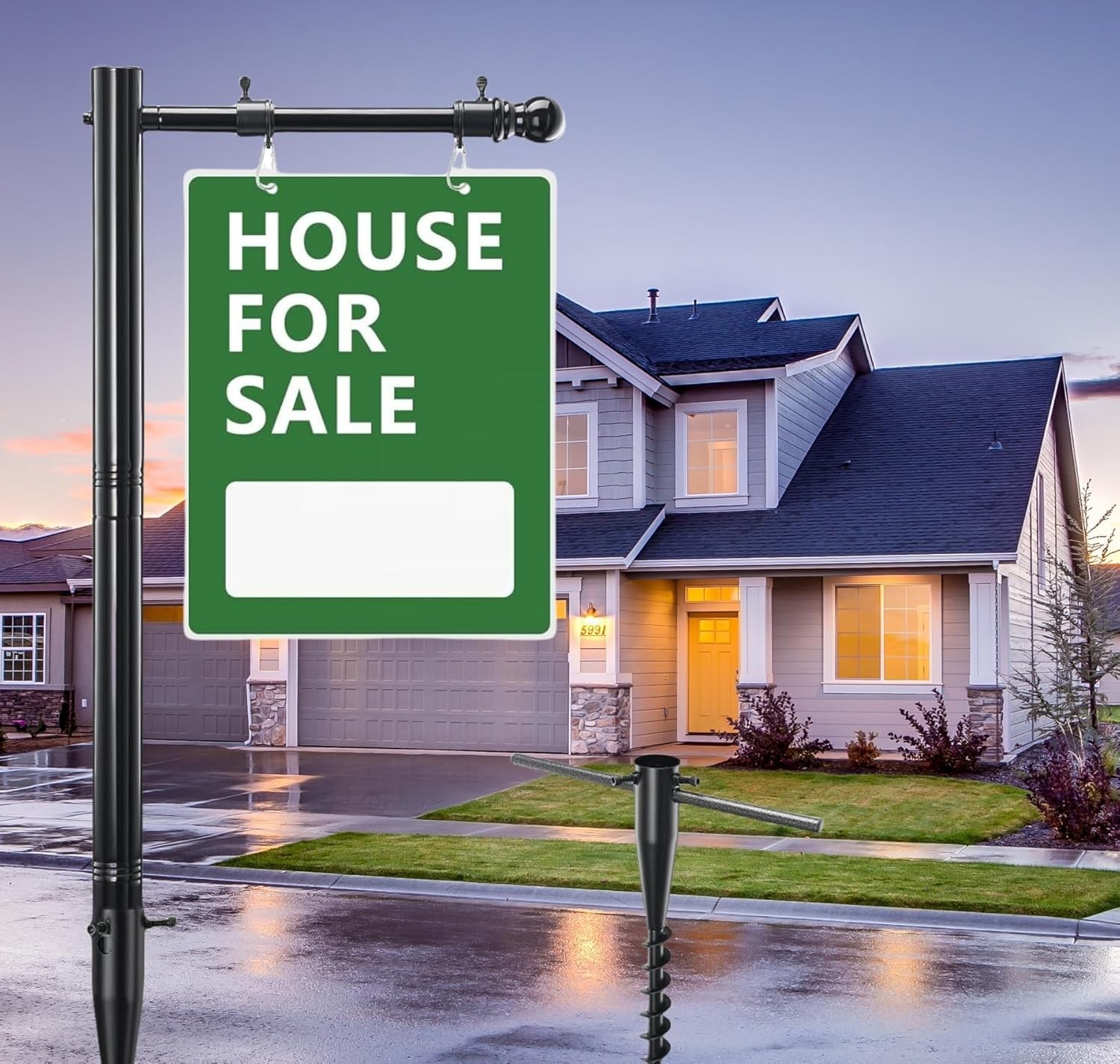 Real Estate Sign Posts 65-99 inch Adjustable Metal Yard Signs for Sale Open H…