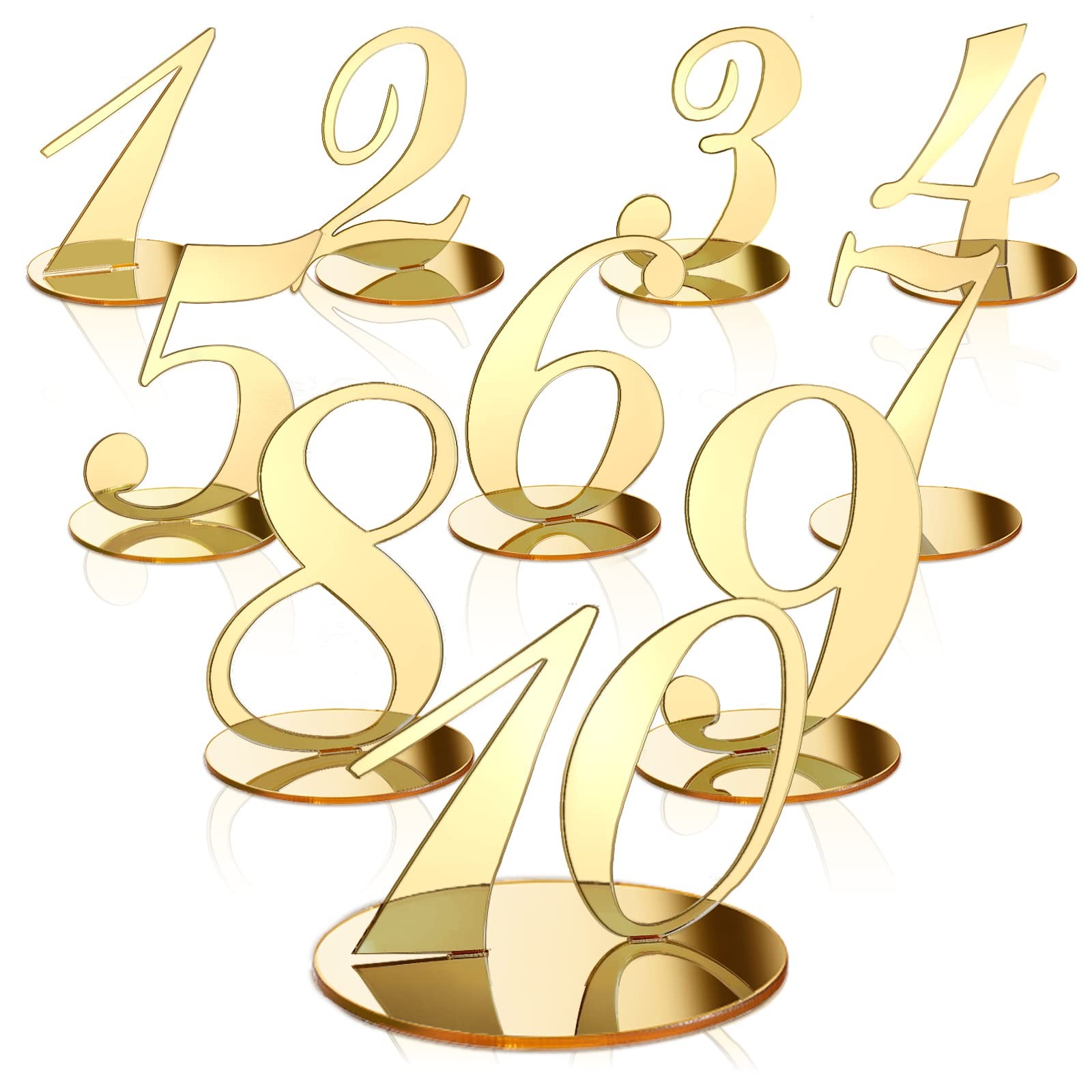 Gold Mirror Table Numbers 110 With Holder Wedding Reception Signs 10 PCS