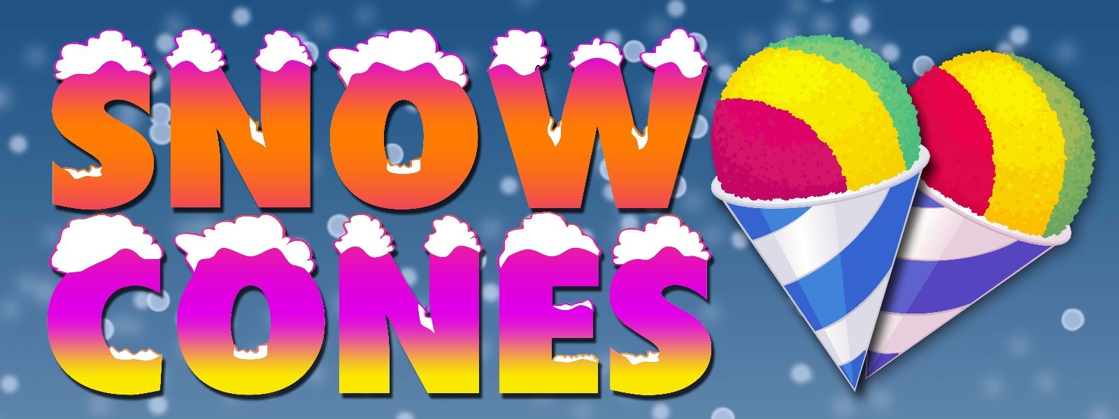 Snow Cones Banner 36″x96″ Free Shipping & Customization, Ready to Hang!