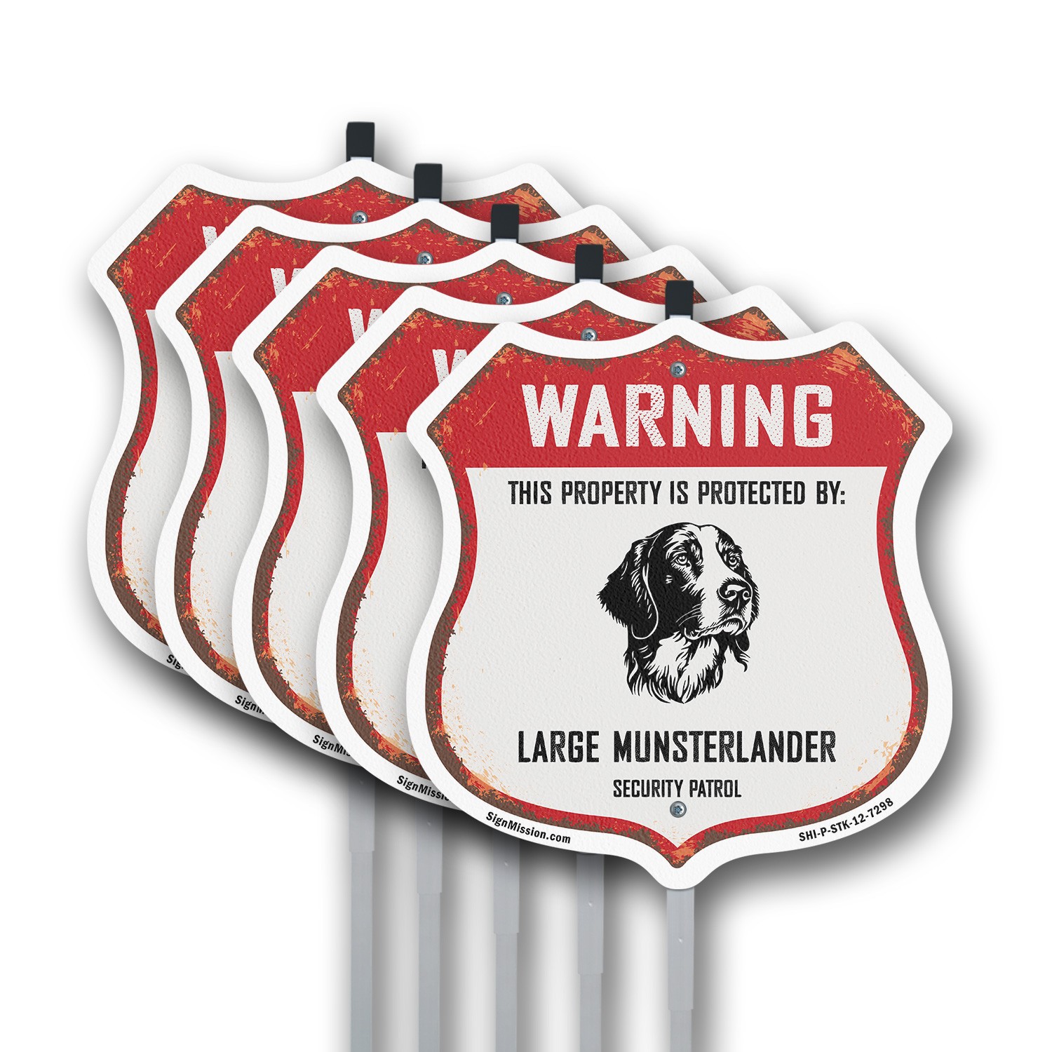 Warning Property Protected by Large Munsterlander Made i Shield Sign With Stake
