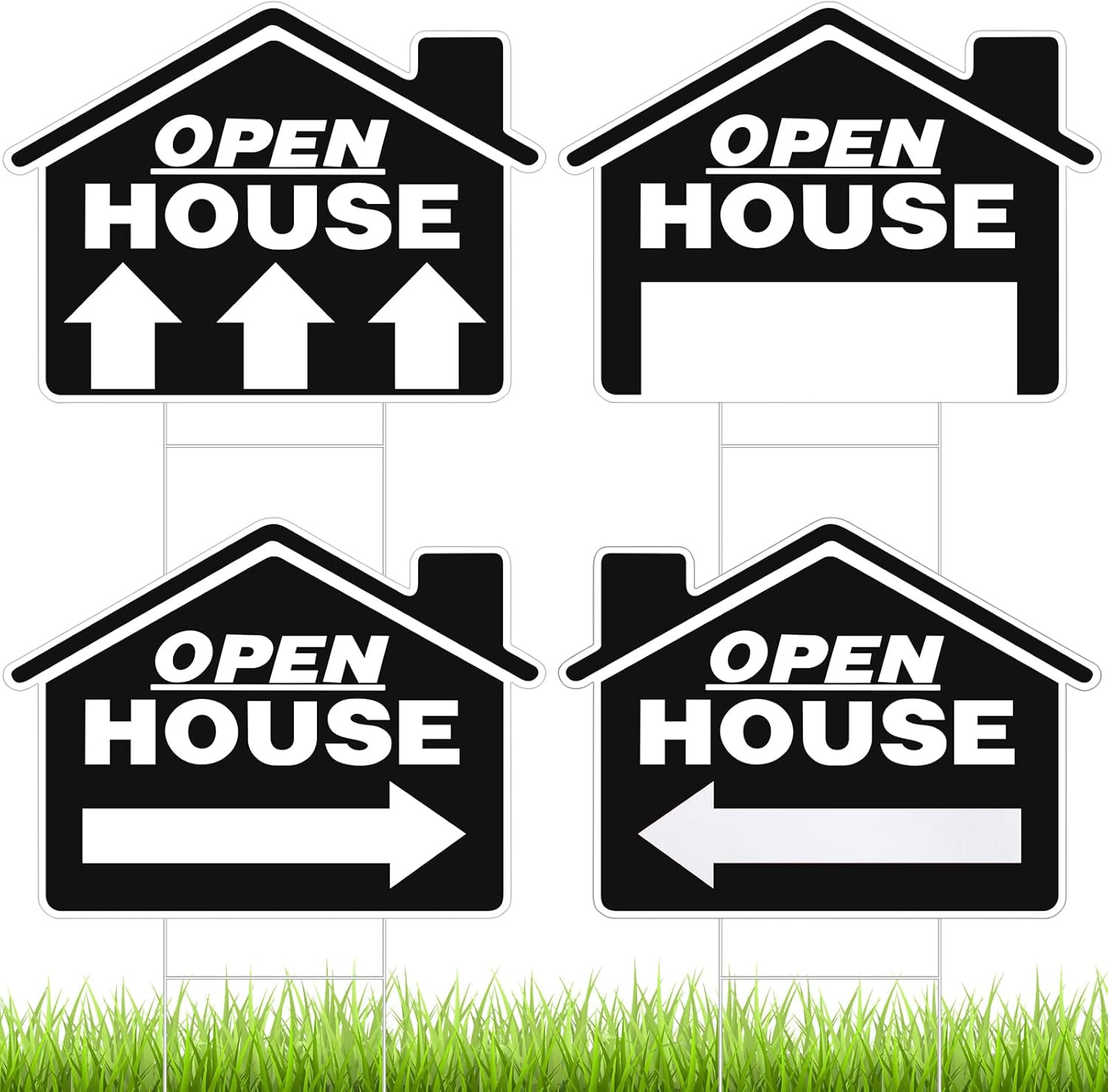 4 Pcs Open House Signs for Real Estate 12×16 Inch Double Sided Directional Signs