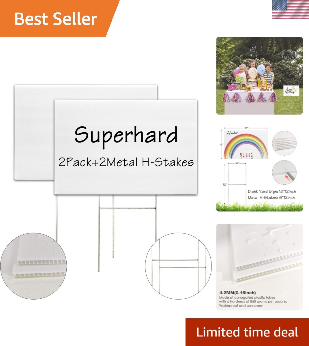 Blank Yard Signs With Stakes, 2 Pack 18 x 12 Inches White Plastic Lawn Signs …