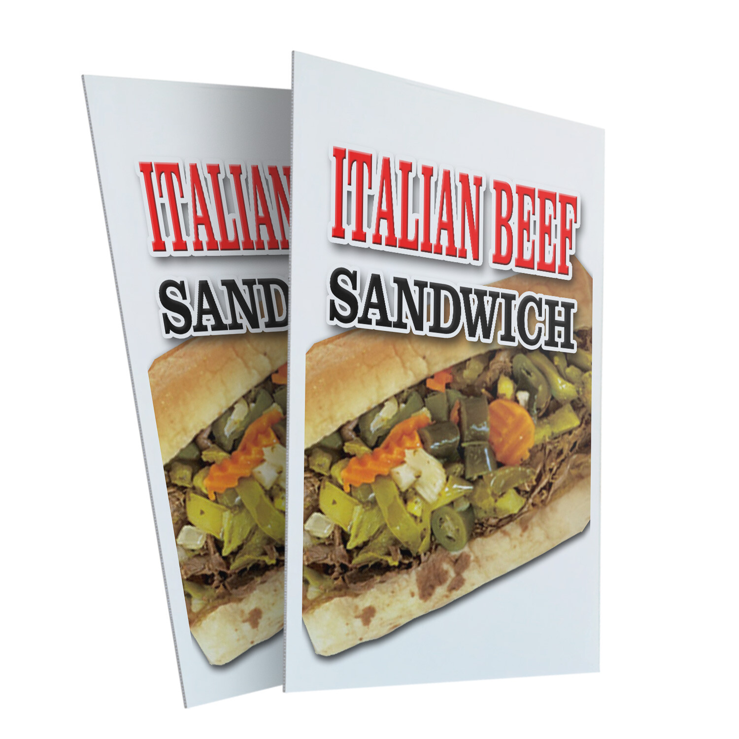 Italian Beef Sandwich 24″ x 36″ 2 Pack Of Store Sign Plastic Or Decal