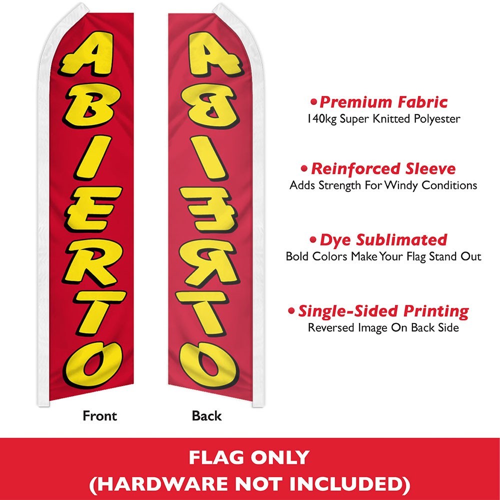 Abierto Advertising Swooper Feather Flutter Flag We’re Open Flag