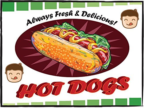 Always Fresh & Delicious Hot Dogs | Sidewalk Yard Sign w/ Stakes | 24″W x 18″H