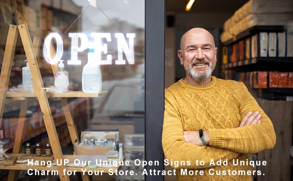 Super Bright 30″x10″ Large LED Open Sign for Business with Hanging Installation