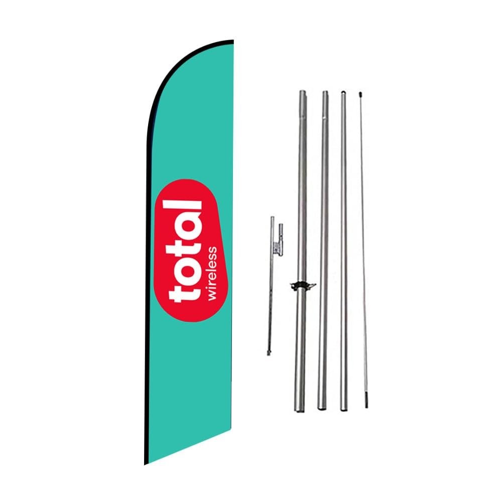 Total Wireless 12FT Tall Swooper Feather Flag (teal) with 15FT Pole Kit &…