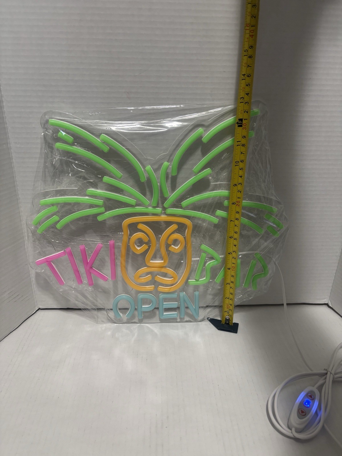 Tiki Bar Open Neon LED Wall Sign Dimmable Store Bar Wall Decor 14″x13″