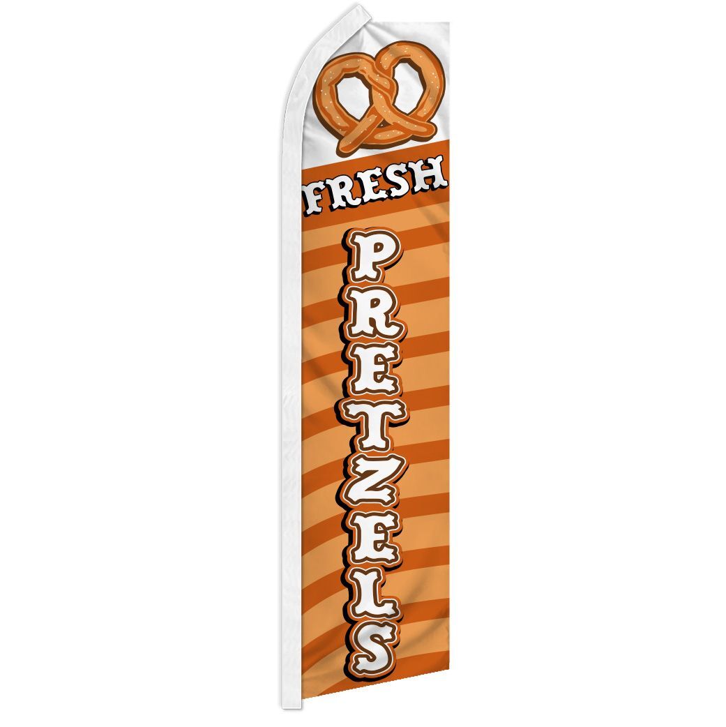 “FRESH PRETZELS” advertising super flag swooper banner business food concession