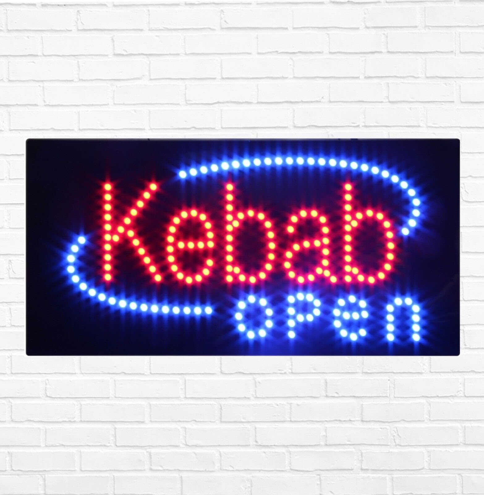 LED Kebab Open Sign for Business Displays | Light Up Sign | 12″H x 24″W x 2″D