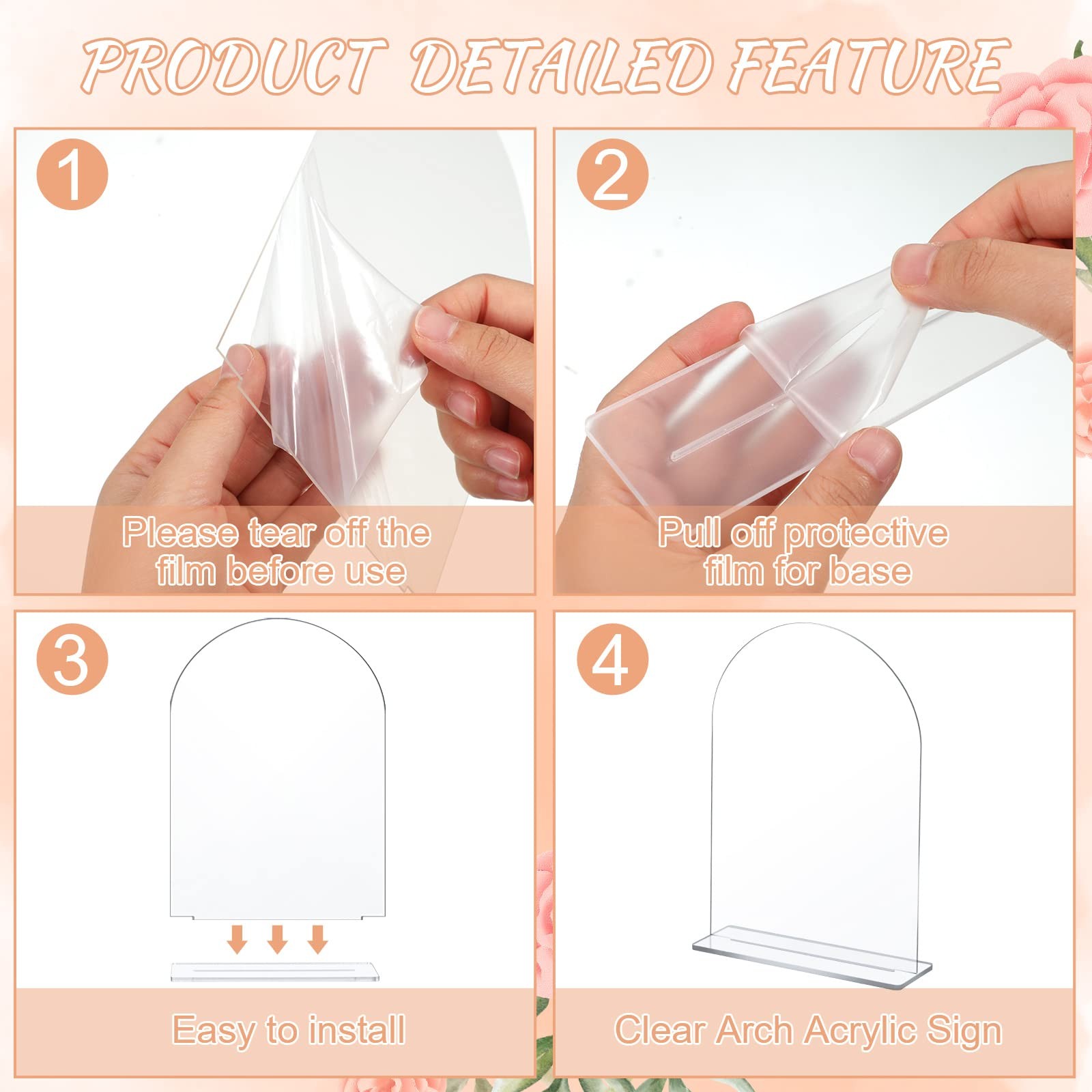 10 PCS 5×7 Inch Clear Acrylic Arch Sign Blank DIY Table Number With Stand