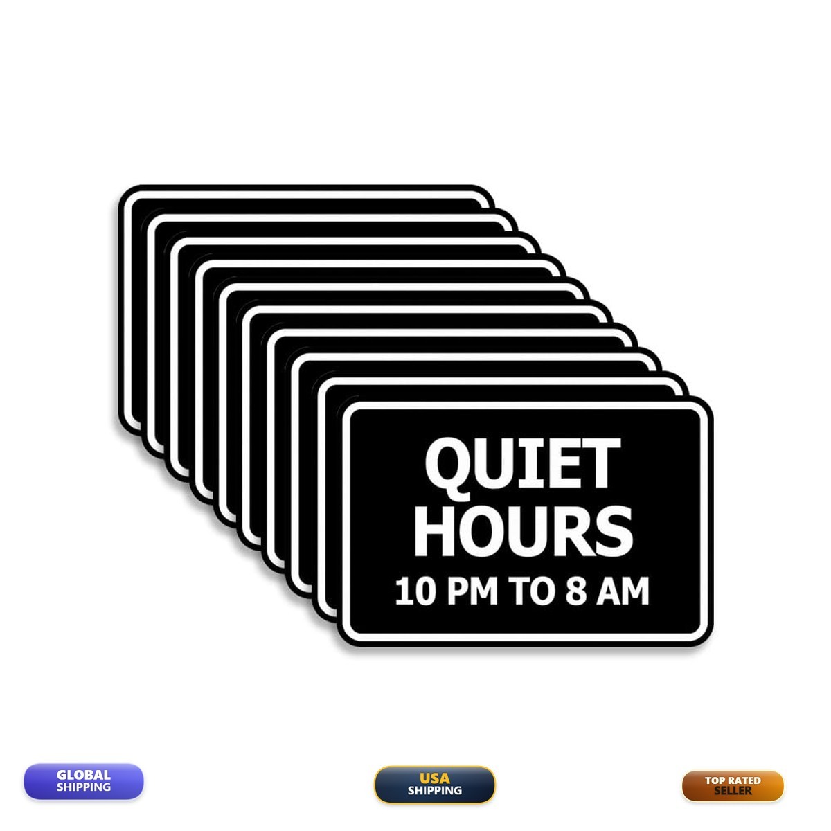 Signs Bylita Classic Framed Quiet Hours 10 Pm To 8 Am Sign Black – Small 10 Pack