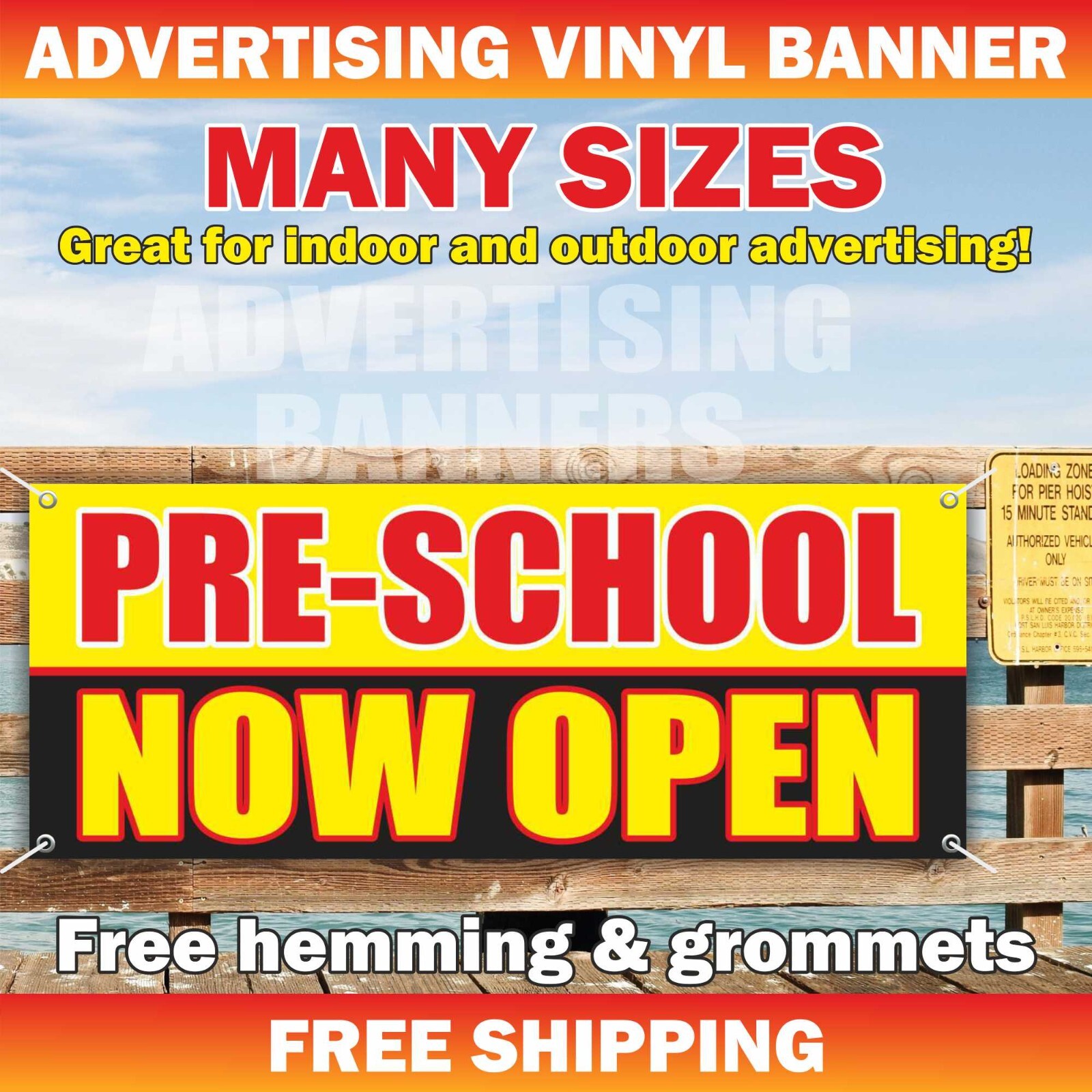 PRE-SCHOOL NOW OPEN Advertising Banner Vinyl Sign Kindergarten Children Сamp