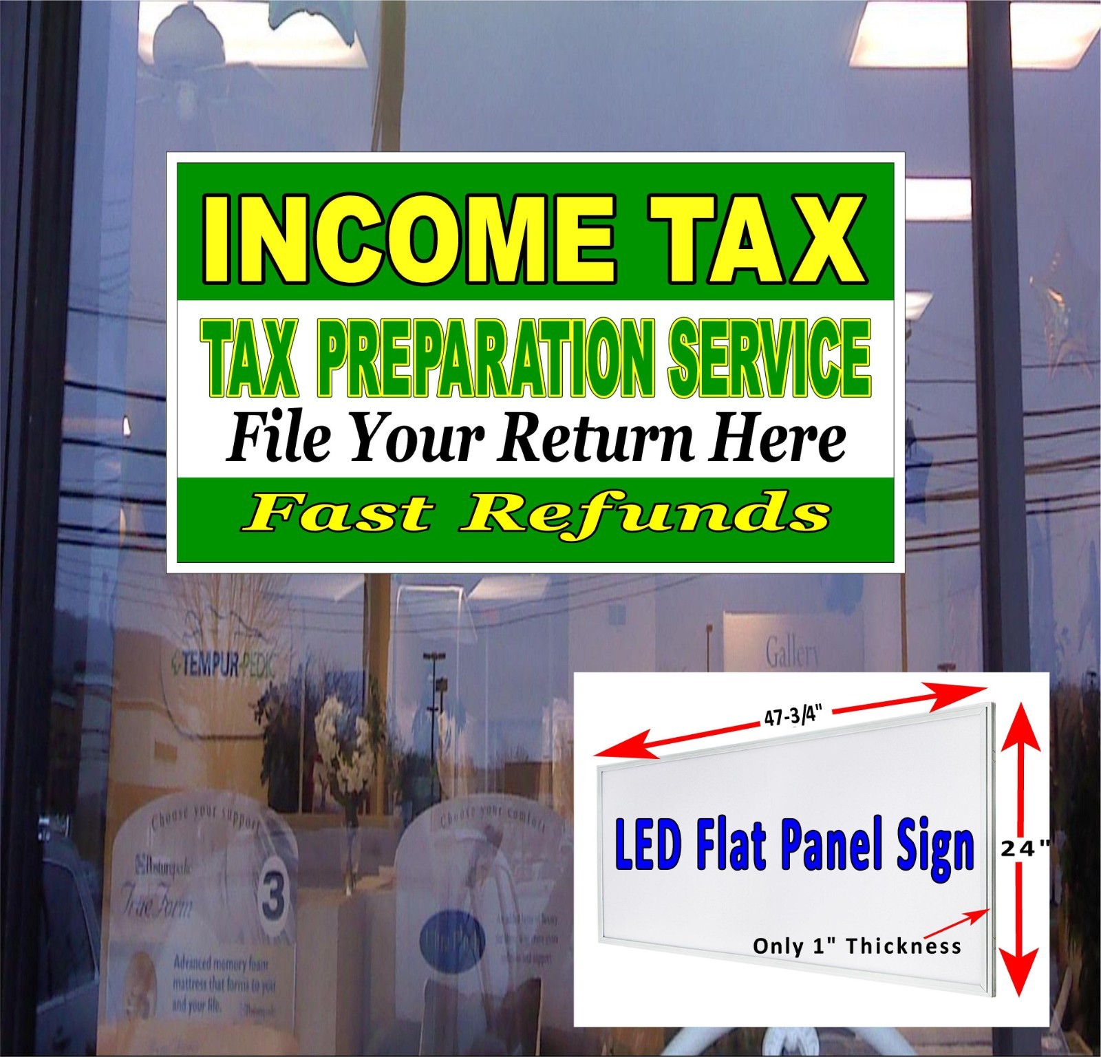 Income Tax Preparation Service Led Panel window sign